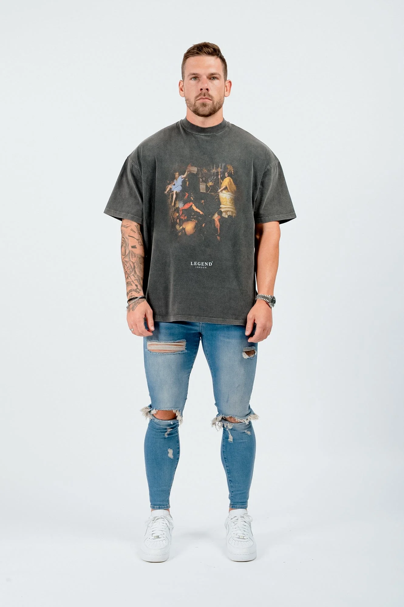 ADMIRED PRINT T-SHIRT - WASHED GREY - Image 7