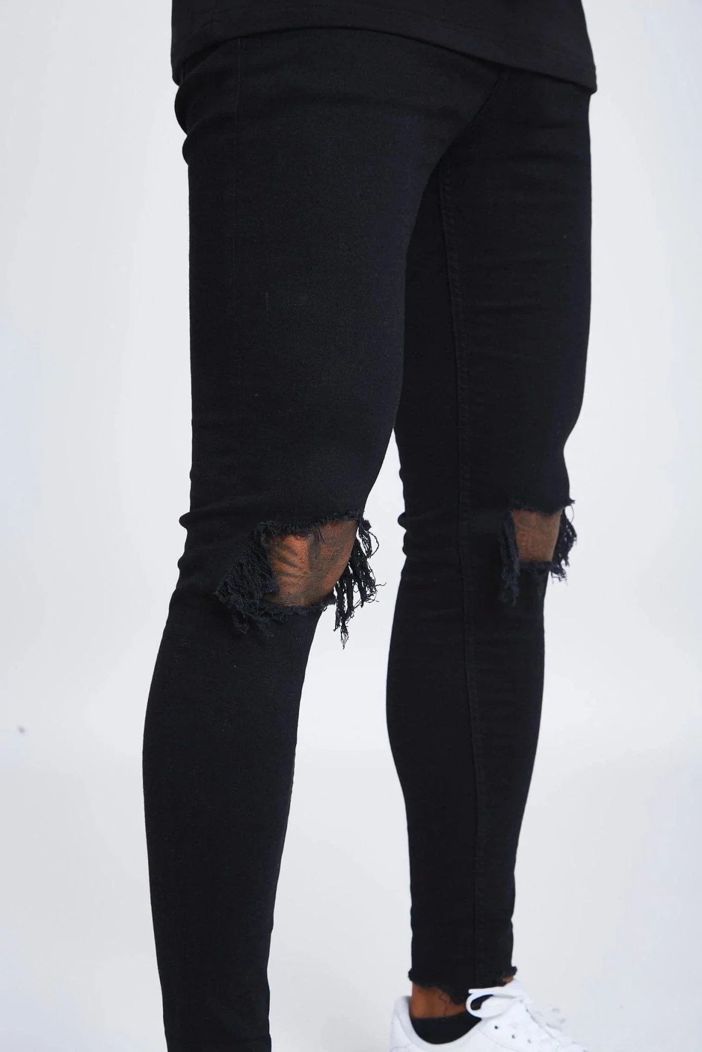 SKINNY FIT JEANS DESTROYED KNEE - BLACK - Image 5
