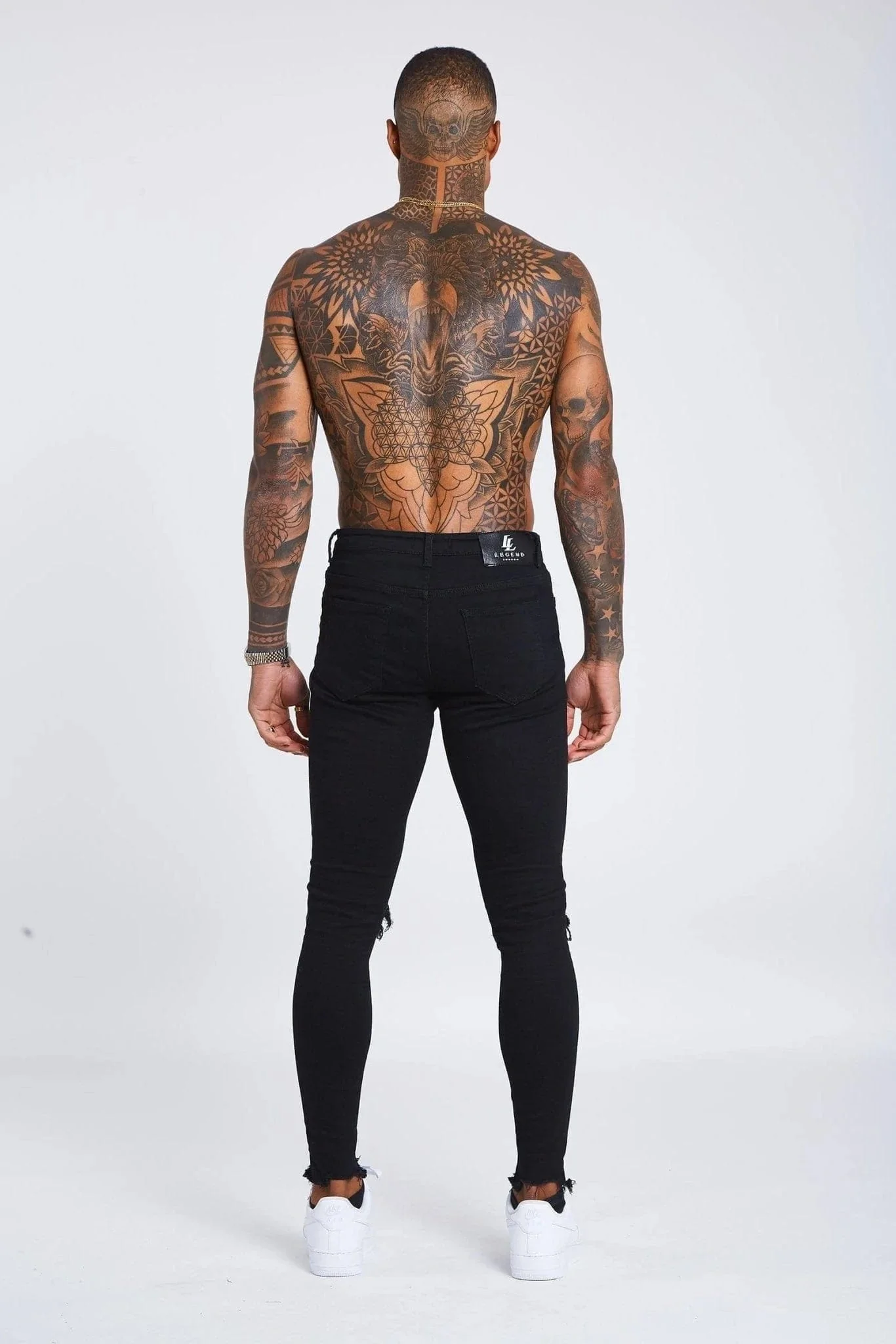 SKINNY FIT JEANS DESTROYED KNEE - BLACK - Image 6