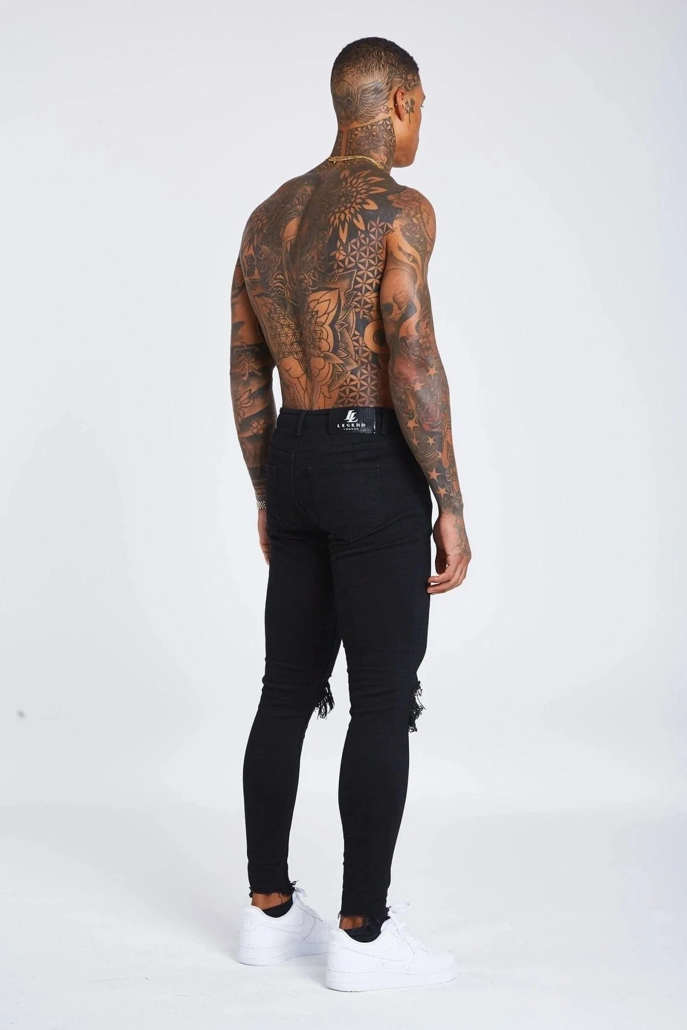 SKINNY FIT JEANS DESTROYED KNEE - BLACK - Image 7