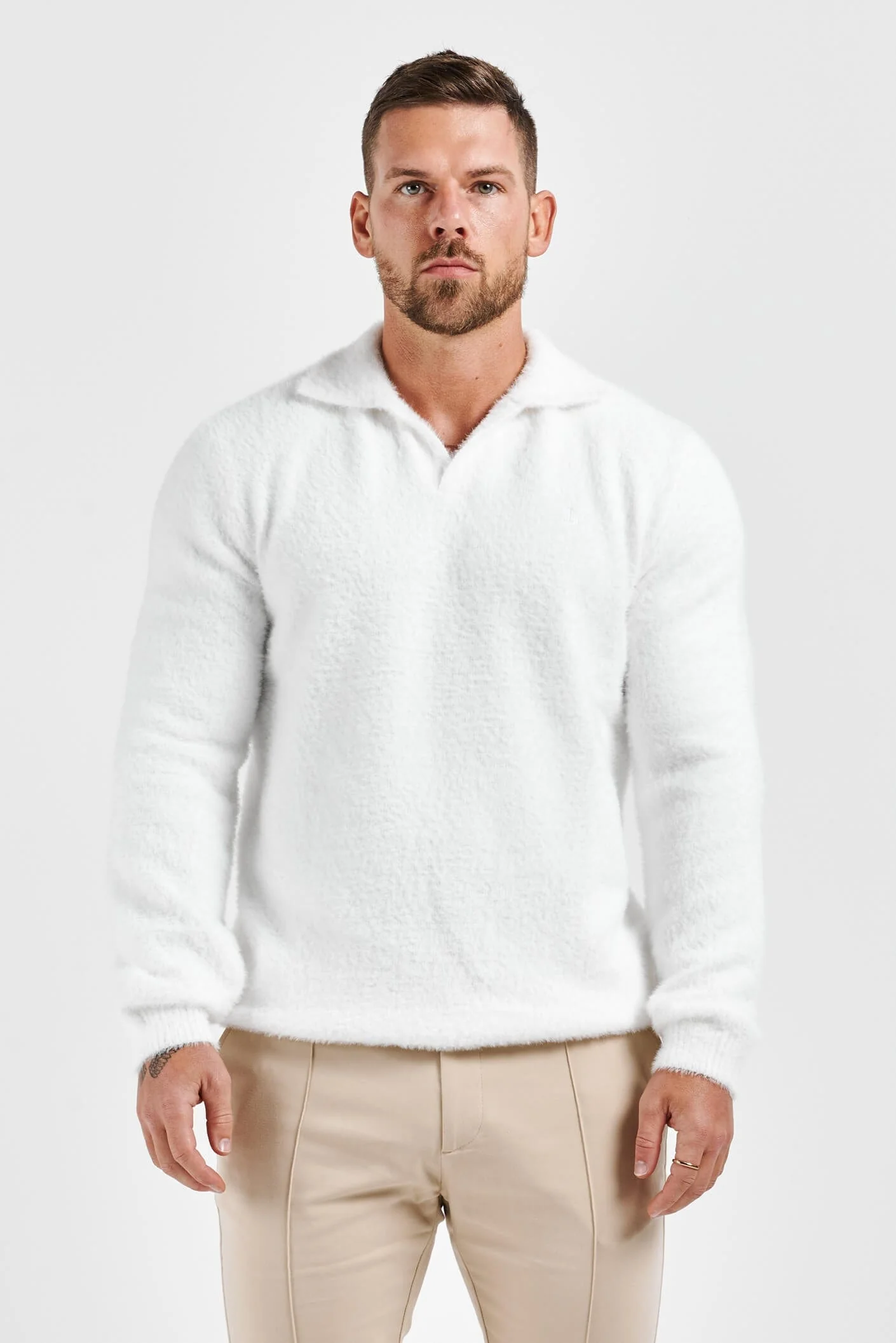 BRUSHED POLO - CREAM