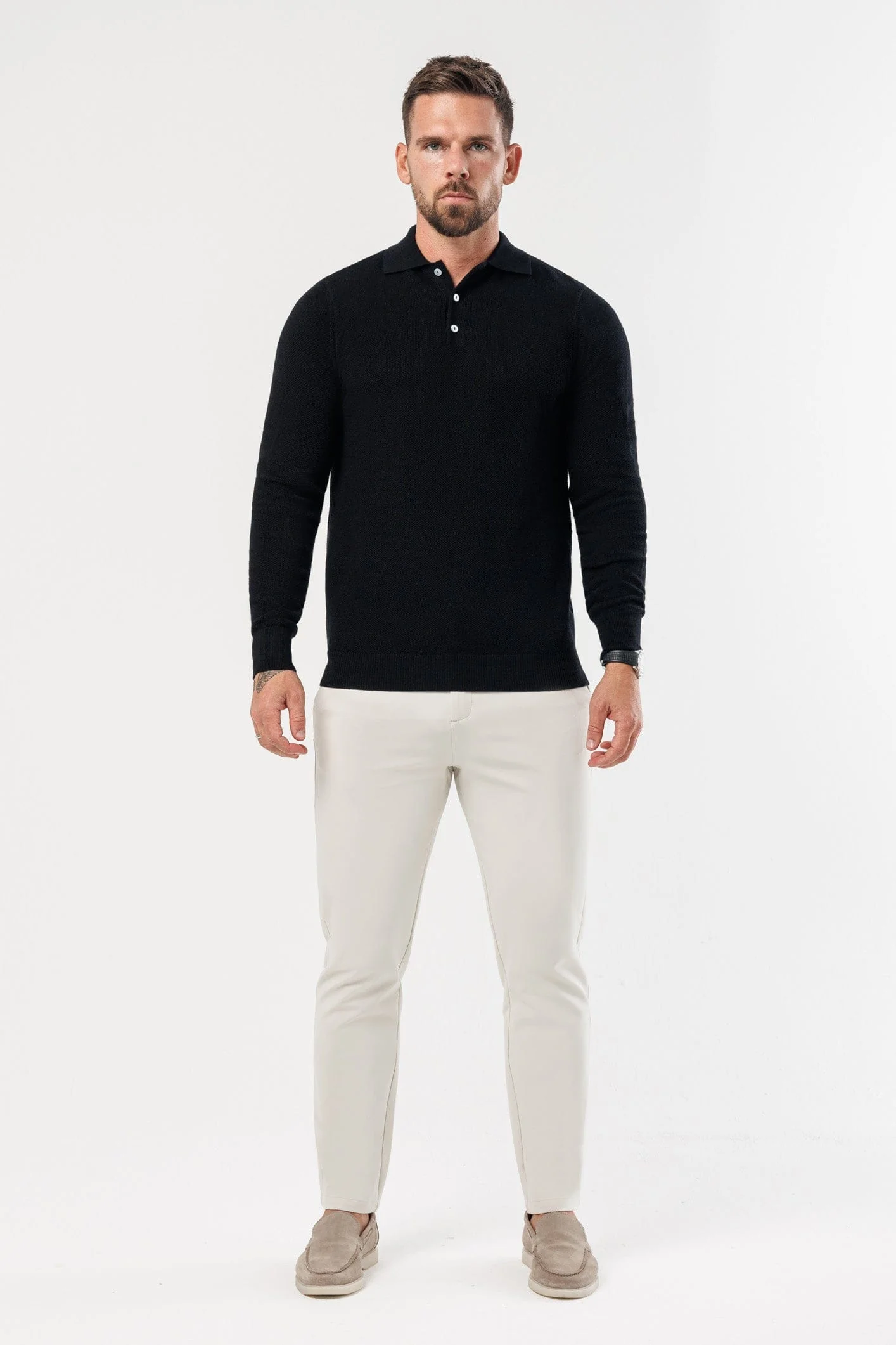 COAST LONG SLEEVE POLO - BLACK - Image 6
