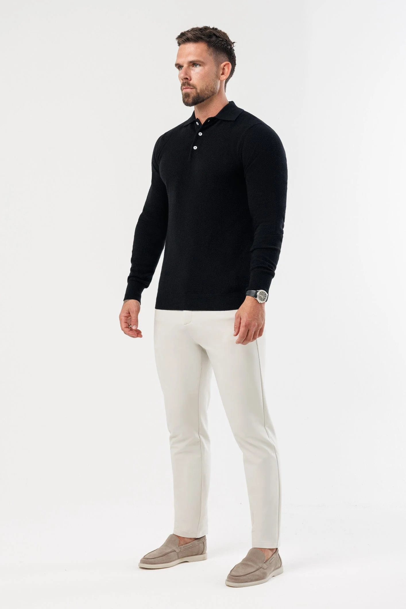 COAST LONG SLEEVE POLO - BLACK - Image 8