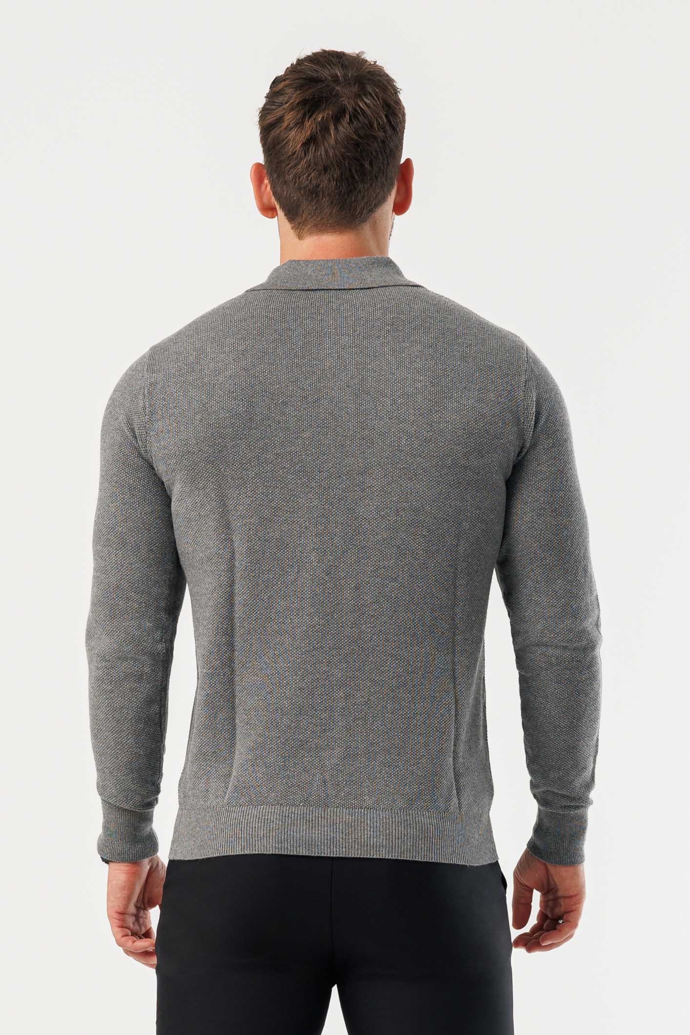 COAST LONG SLEEVE POLO - DARK GREY - Image 9