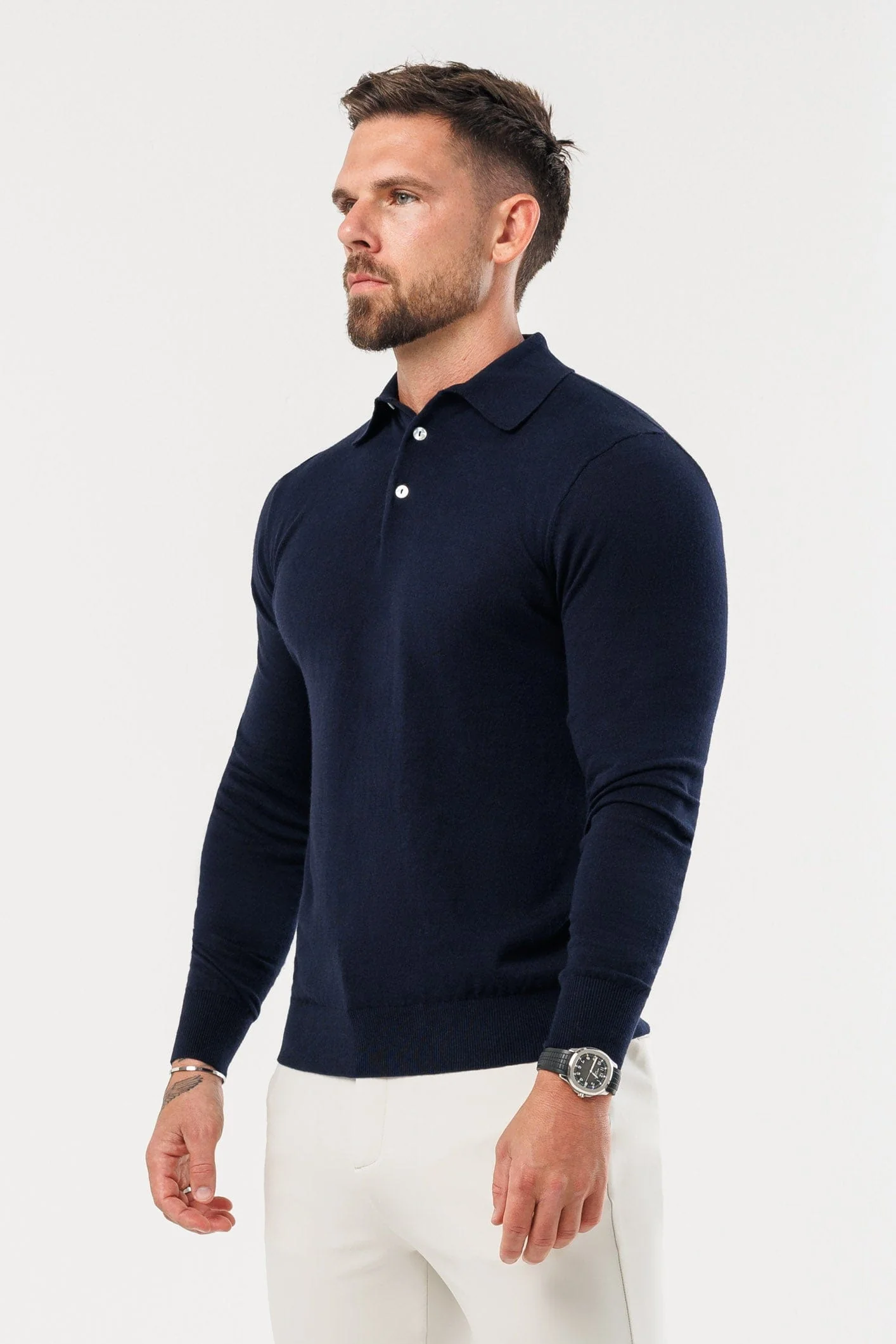 COAST LONG SLEEVE POLO - NAVY - Image 4