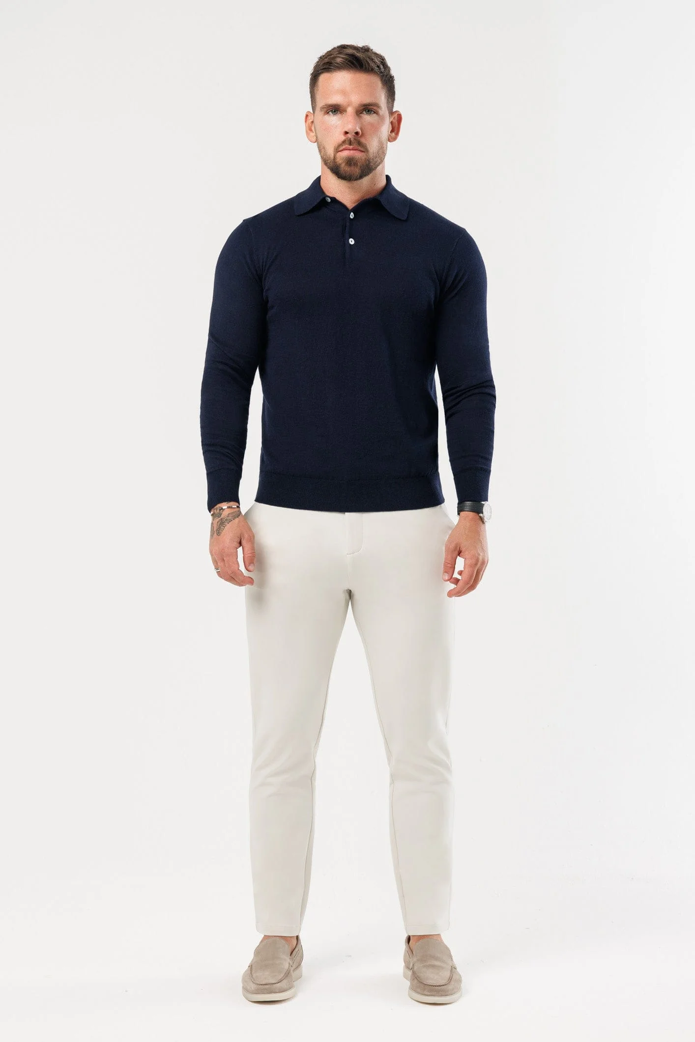 COAST LONG SLEEVE POLO - NAVY - Image 7