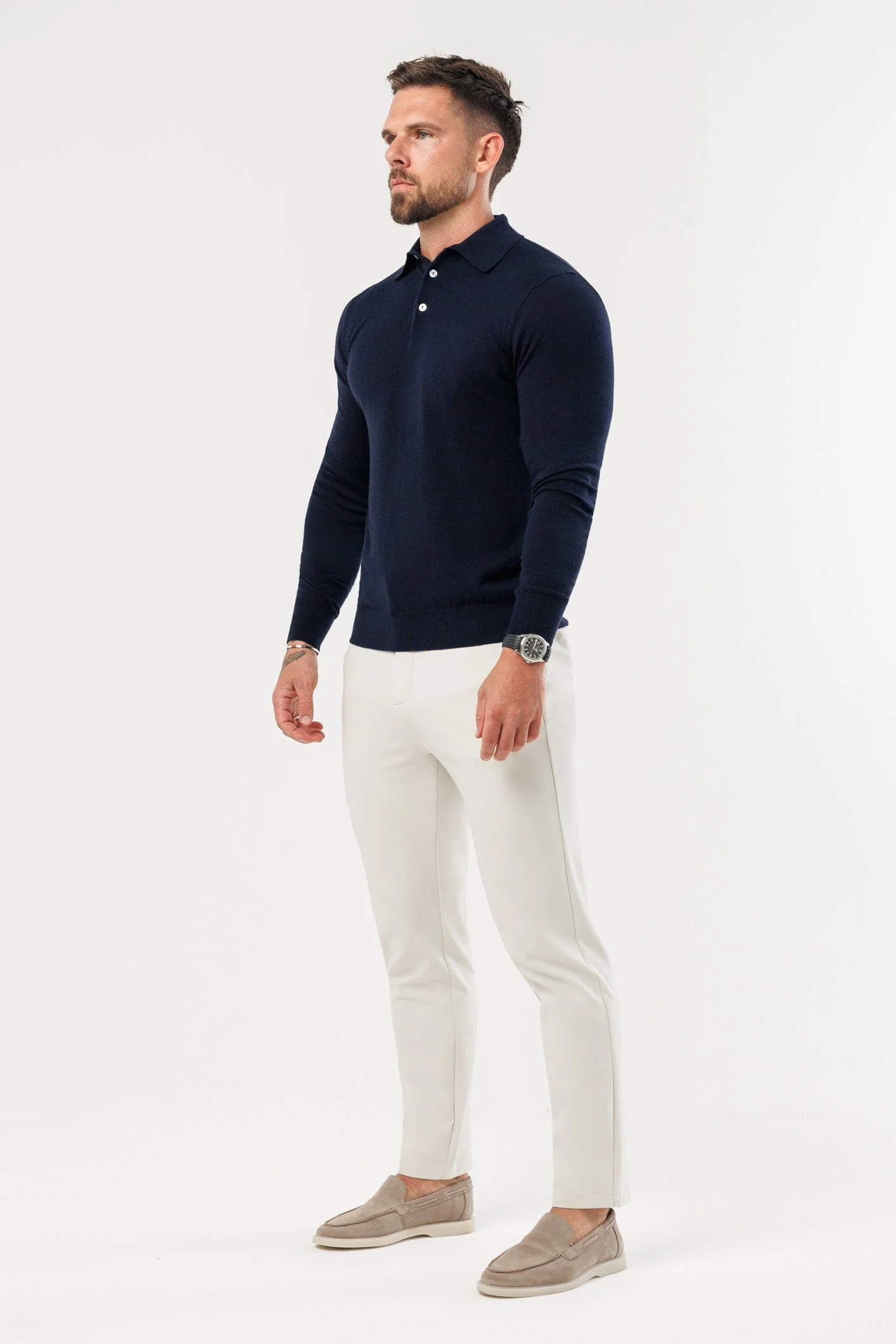 COAST LONG SLEEVE POLO - NAVY - Image 9