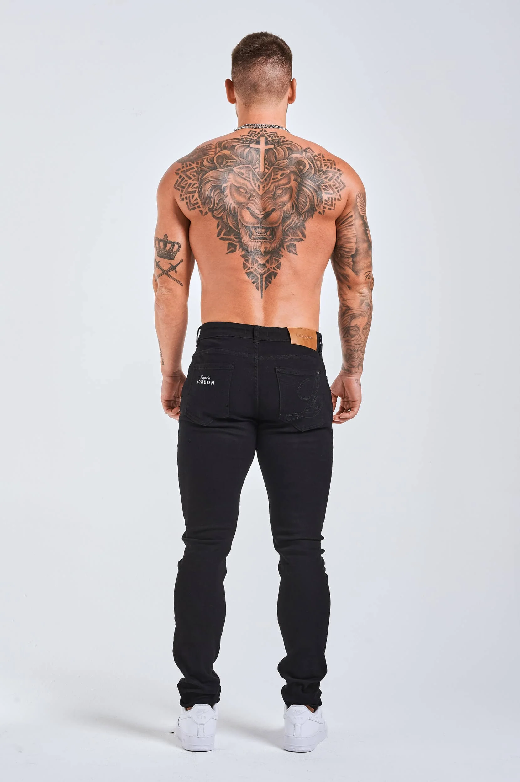 SLIM FIT JEANS 2.0 EMBROIDERED PRINTED DENIM - BLACK - Image 6