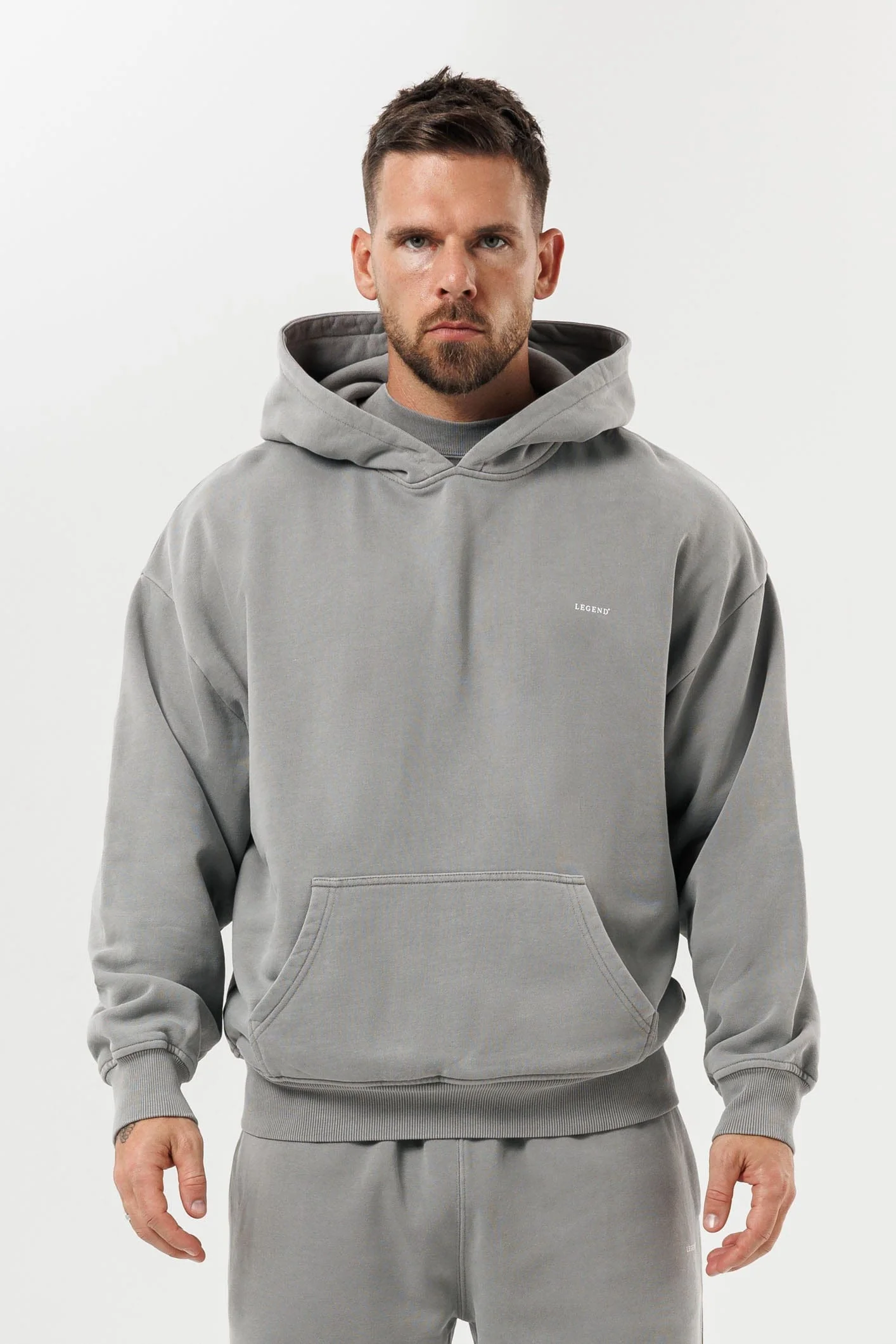 PRINT HOODIE - WASHED GREY - Image 3