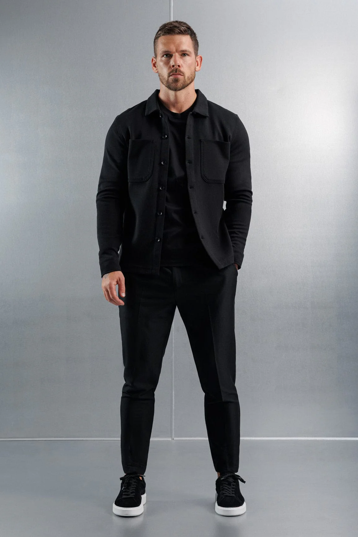 JERSEY OVERSHIRT - BLACK - Image 2