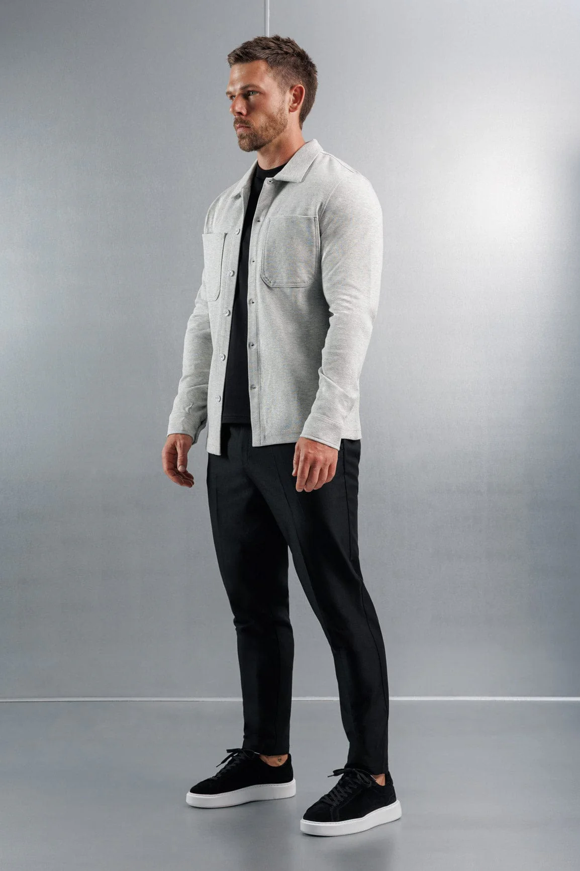 JERSEY OVERSHIRT - GREY MARL - Image 4