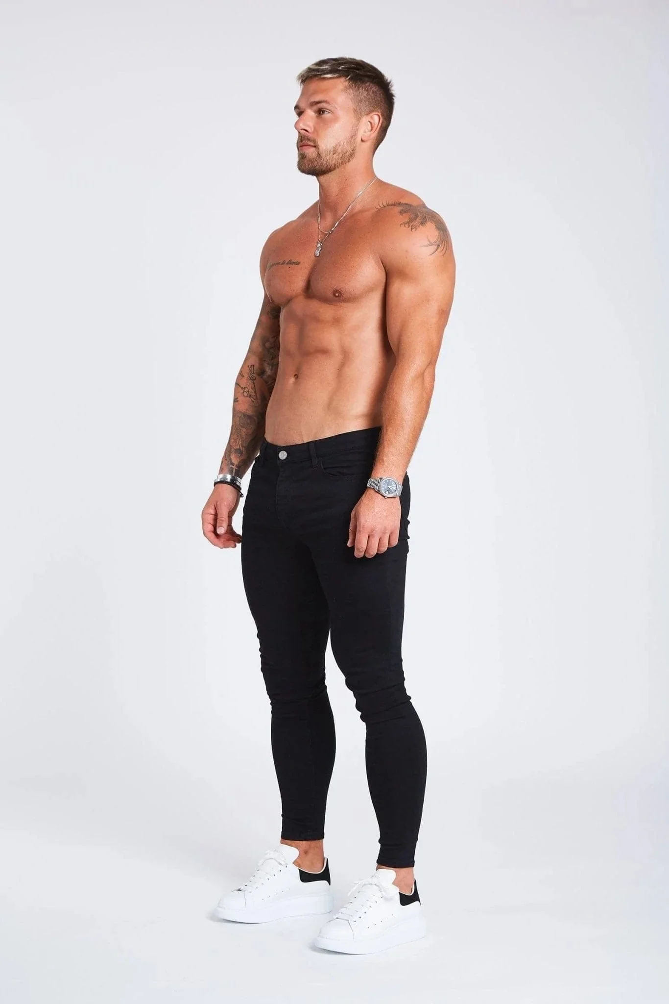 SKINNY FIT JEANS NON RIPPED - BLACK - Image 4