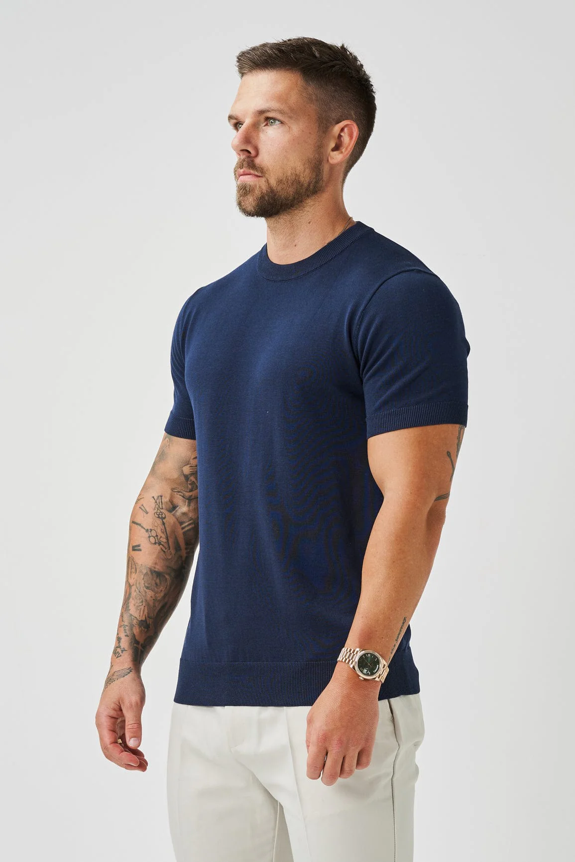KNIT T-SHIRT - NAVY - Image 4