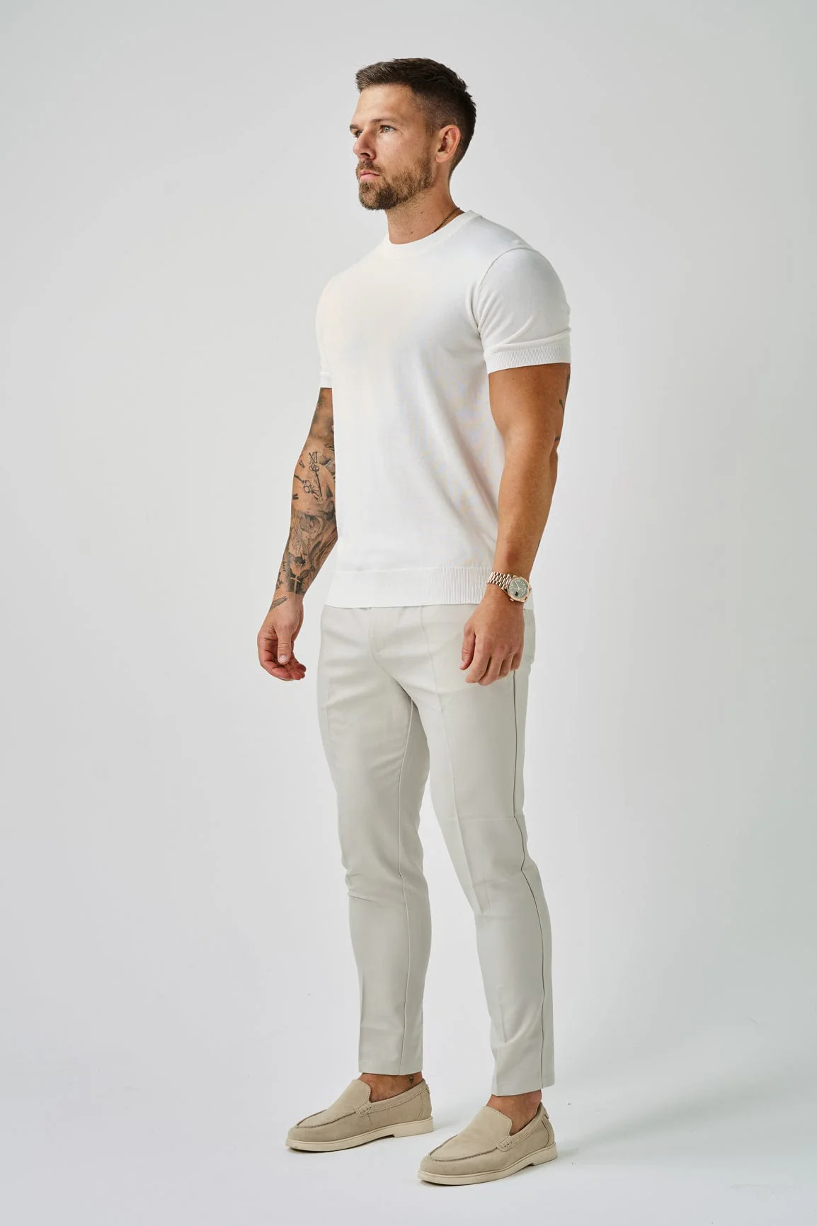 KNIT T-SHIRT - OFF WHITE - Image 4