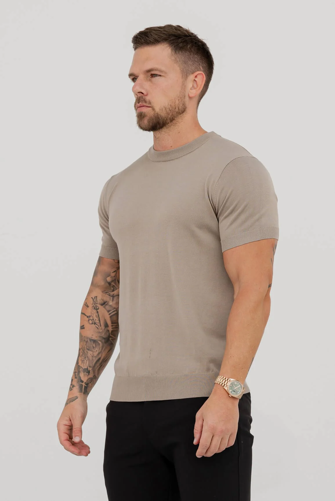 KNIT T-SHIRT - KHAKI - Image 2