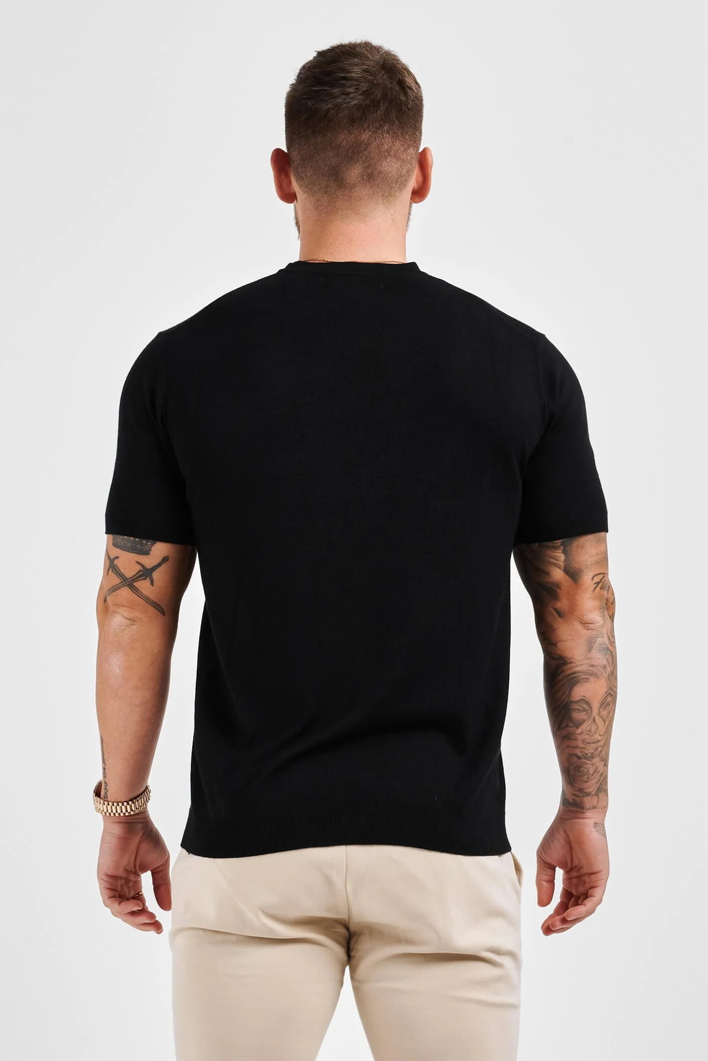 KNIT T-SHIRT - BLACK - Image 6