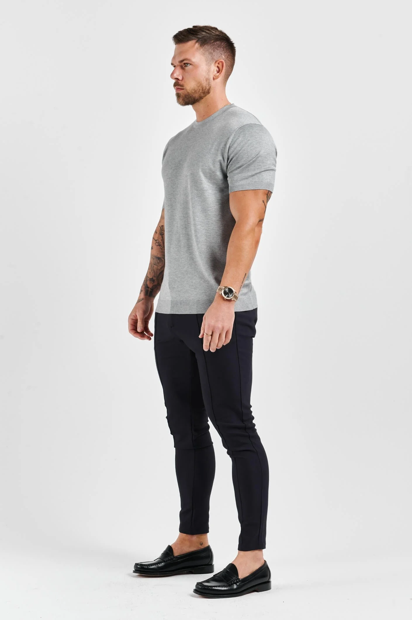 KNIT T-SHIRT - GREY - Image 3