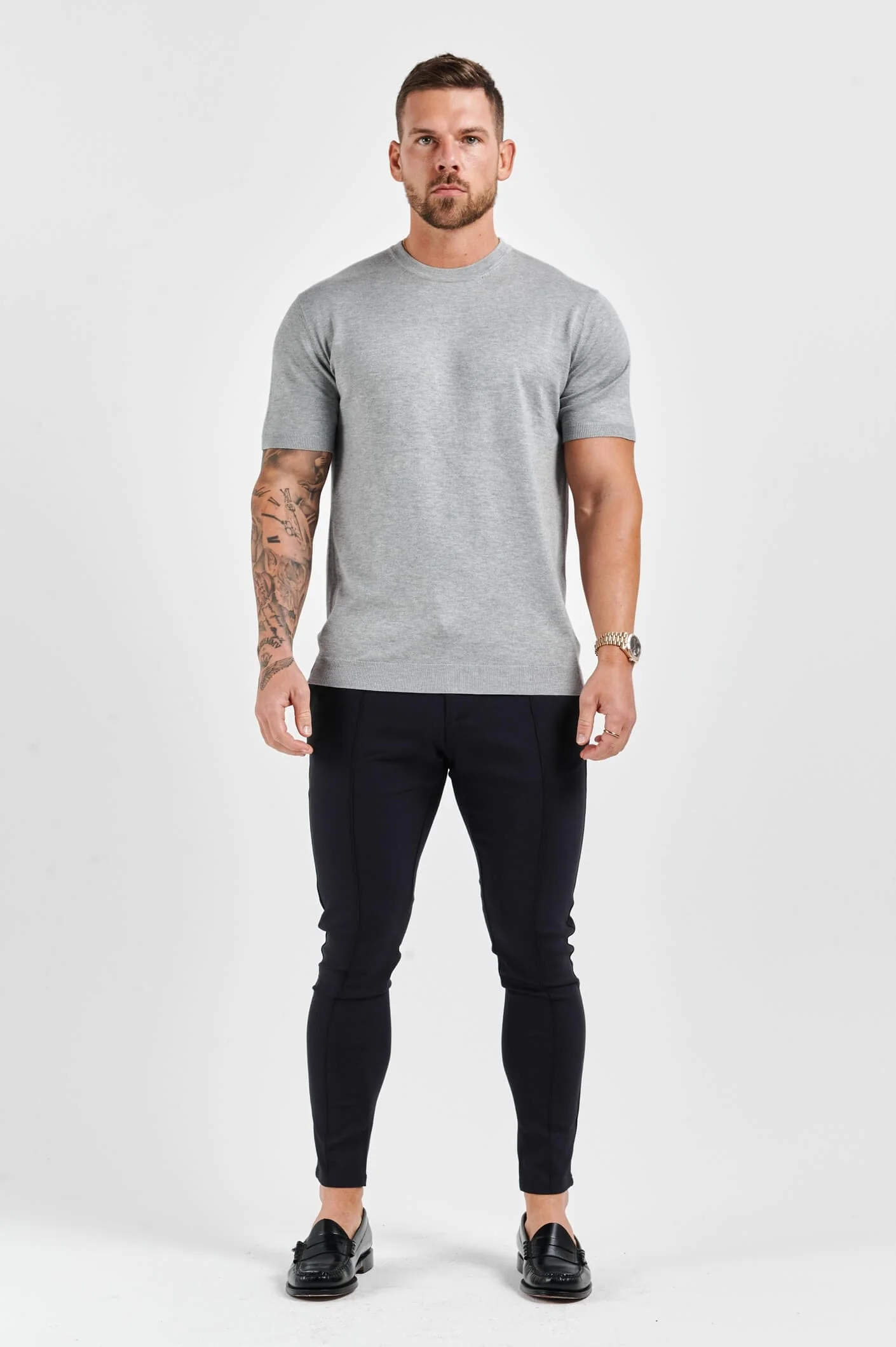 KNIT T-SHIRT - GREY - Image 4