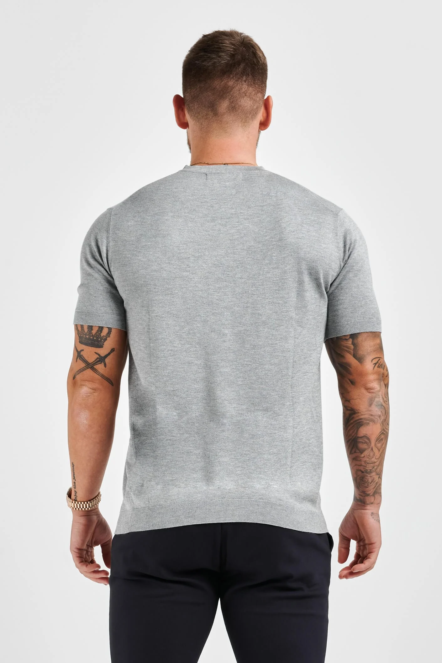 KNIT T-SHIRT - GREY - Image 5