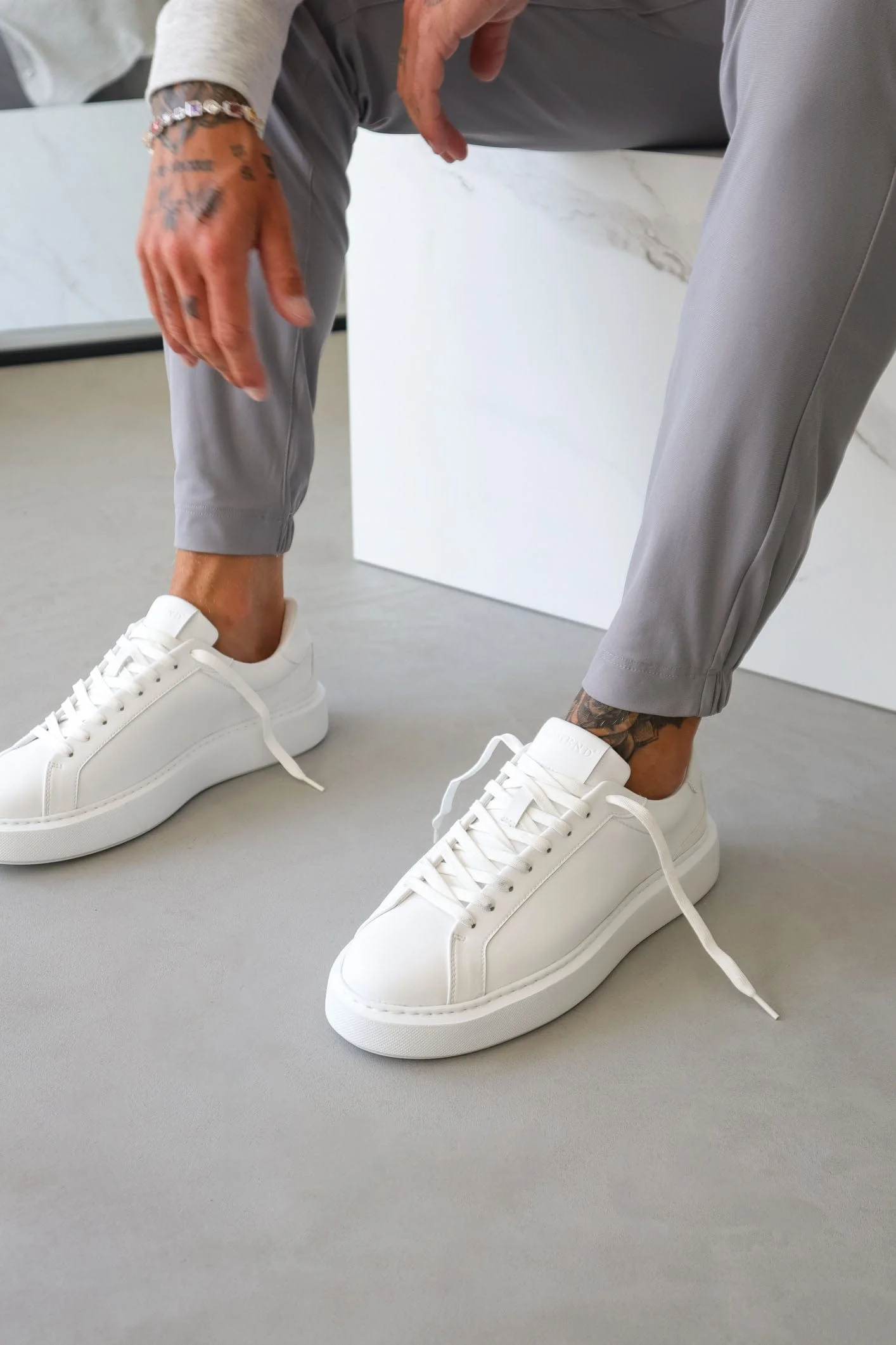 LEATHER TRAINER - WHITE - Image 4