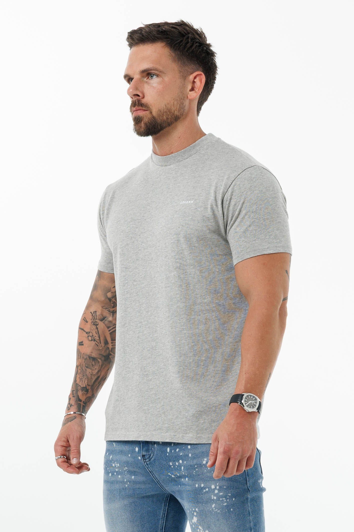 PREMIUM BASICS T-SHIRT - GREY MARL - Image 4