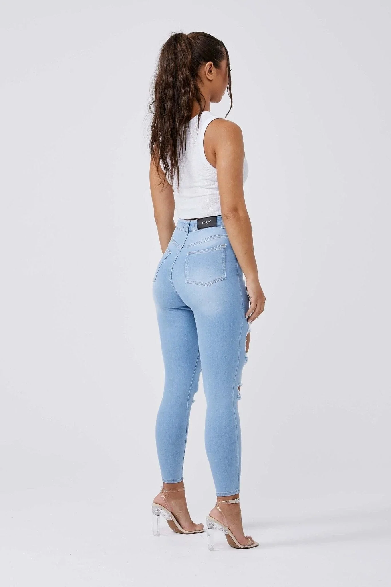 SKINNY JEANS MULTI RIPPED - LIGHT BLUE - Image 5