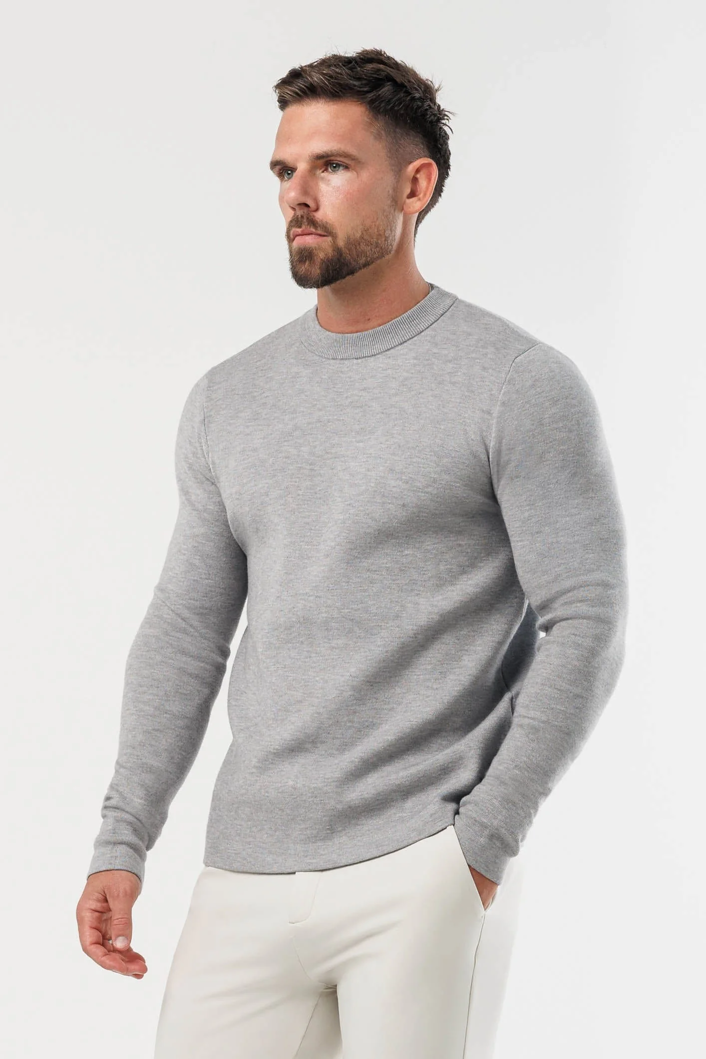 LUXE KNIT SWEATER - GREY - Image 3