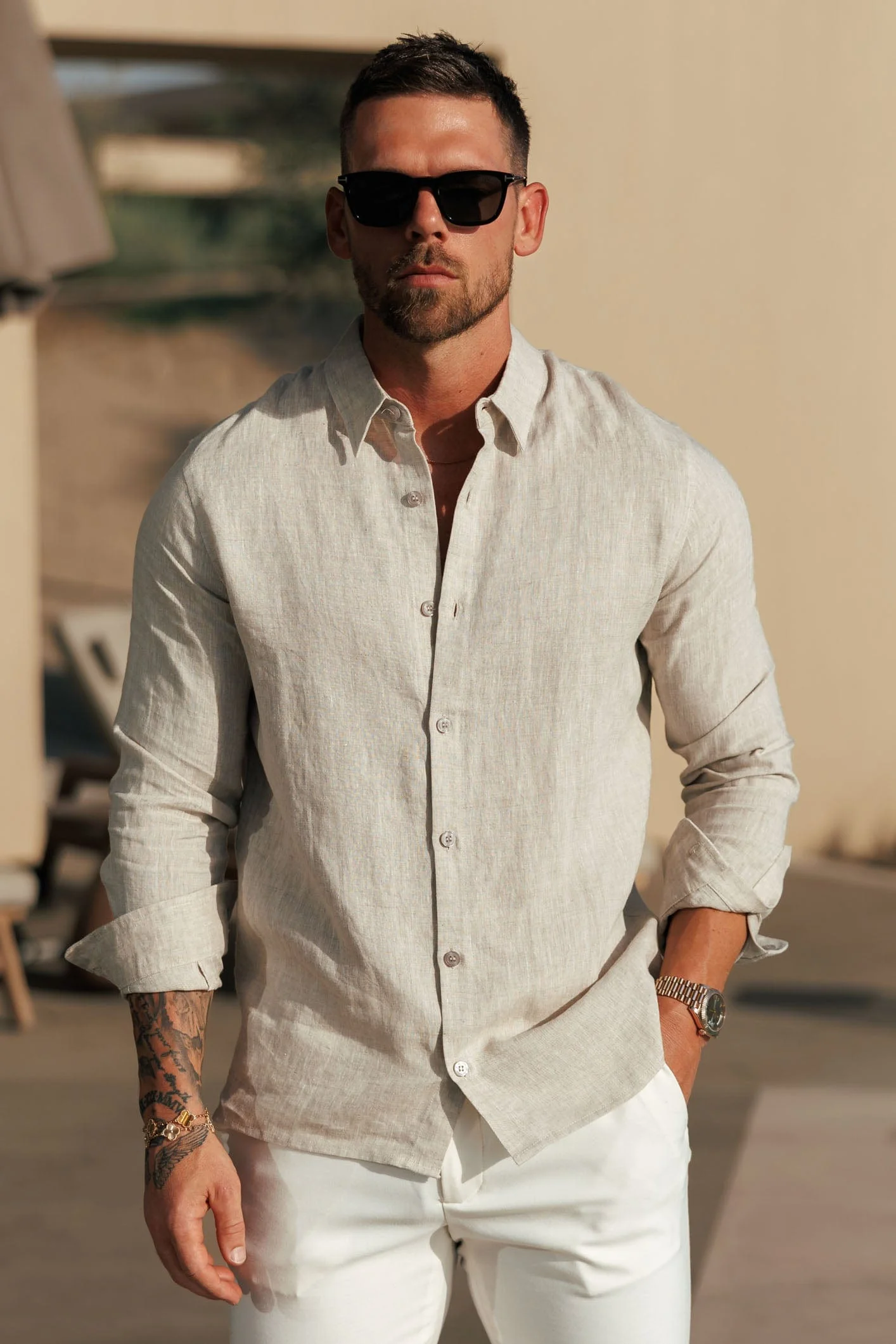 LUXE LINEN SHIRT - OAT - Image 4