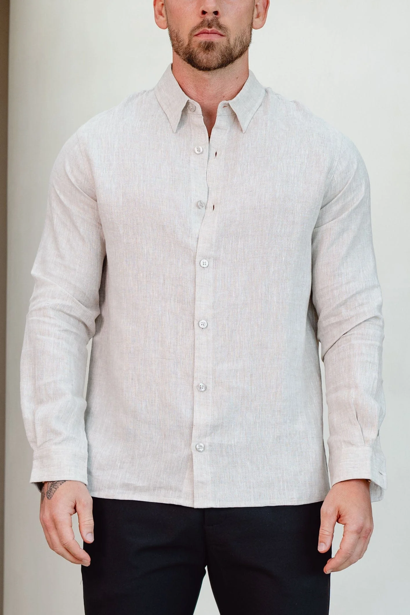 LUXE LINEN SHIRT - TAUPE - Image 3