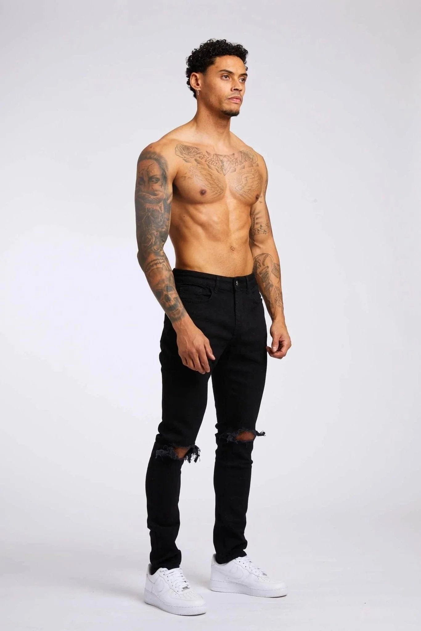 SLIM FIT JEANS 1.0 - BLACK DESTROYED KNEE - Image 3