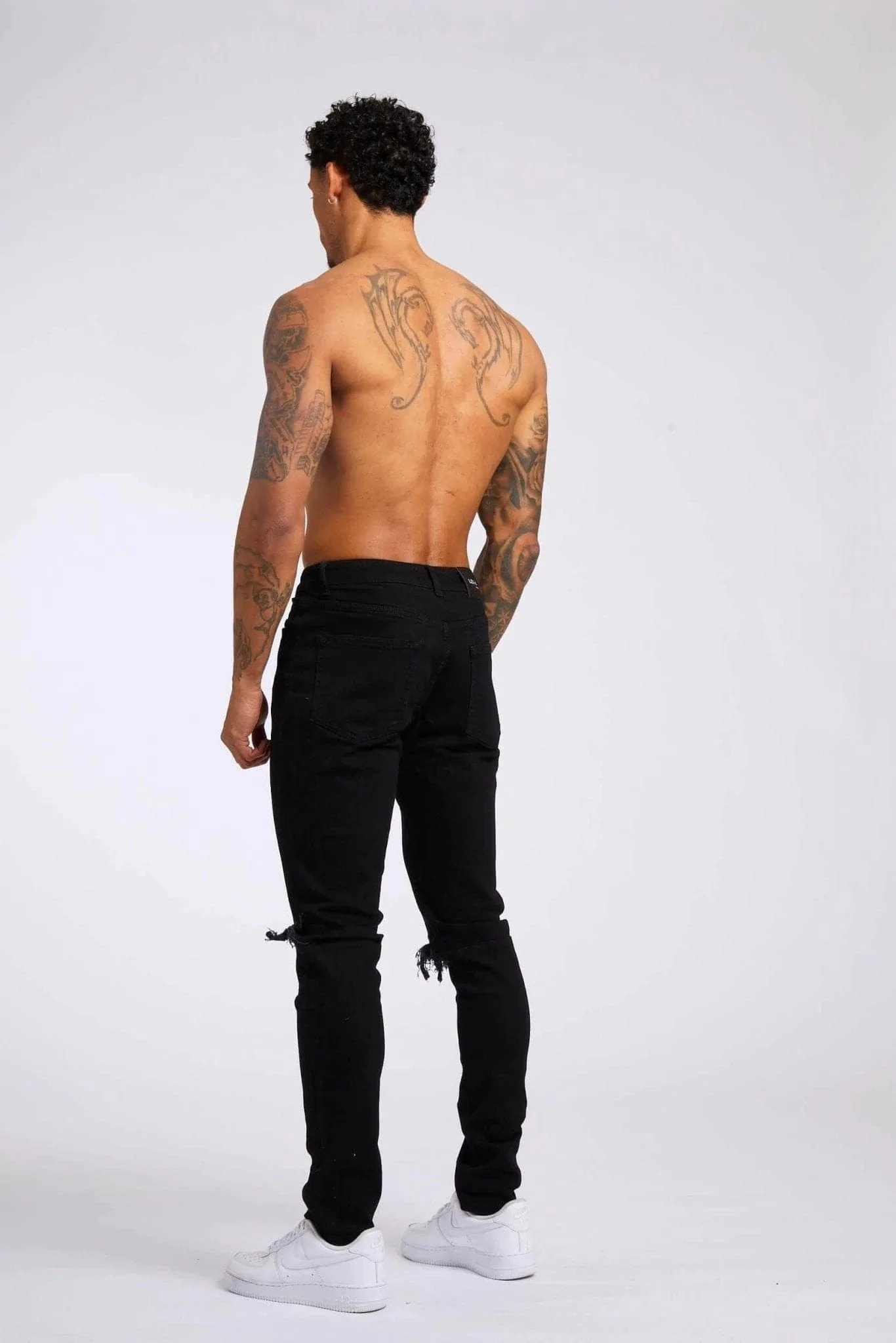 SLIM FIT JEANS 1.0 - BLACK DESTROYED KNEE - Image 4