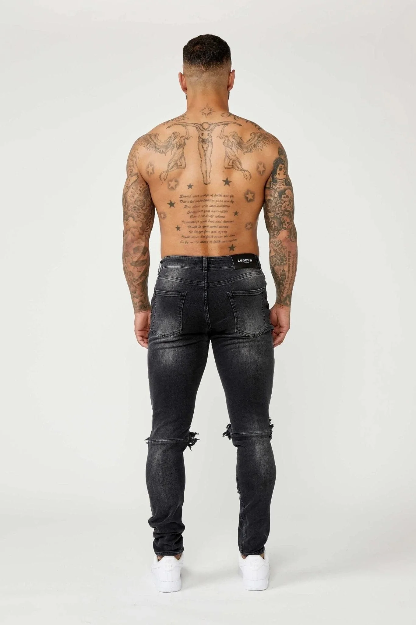 SLIM FIT JEANS 1.0 - GREY WASH DESTROYED KNEE - Image 6