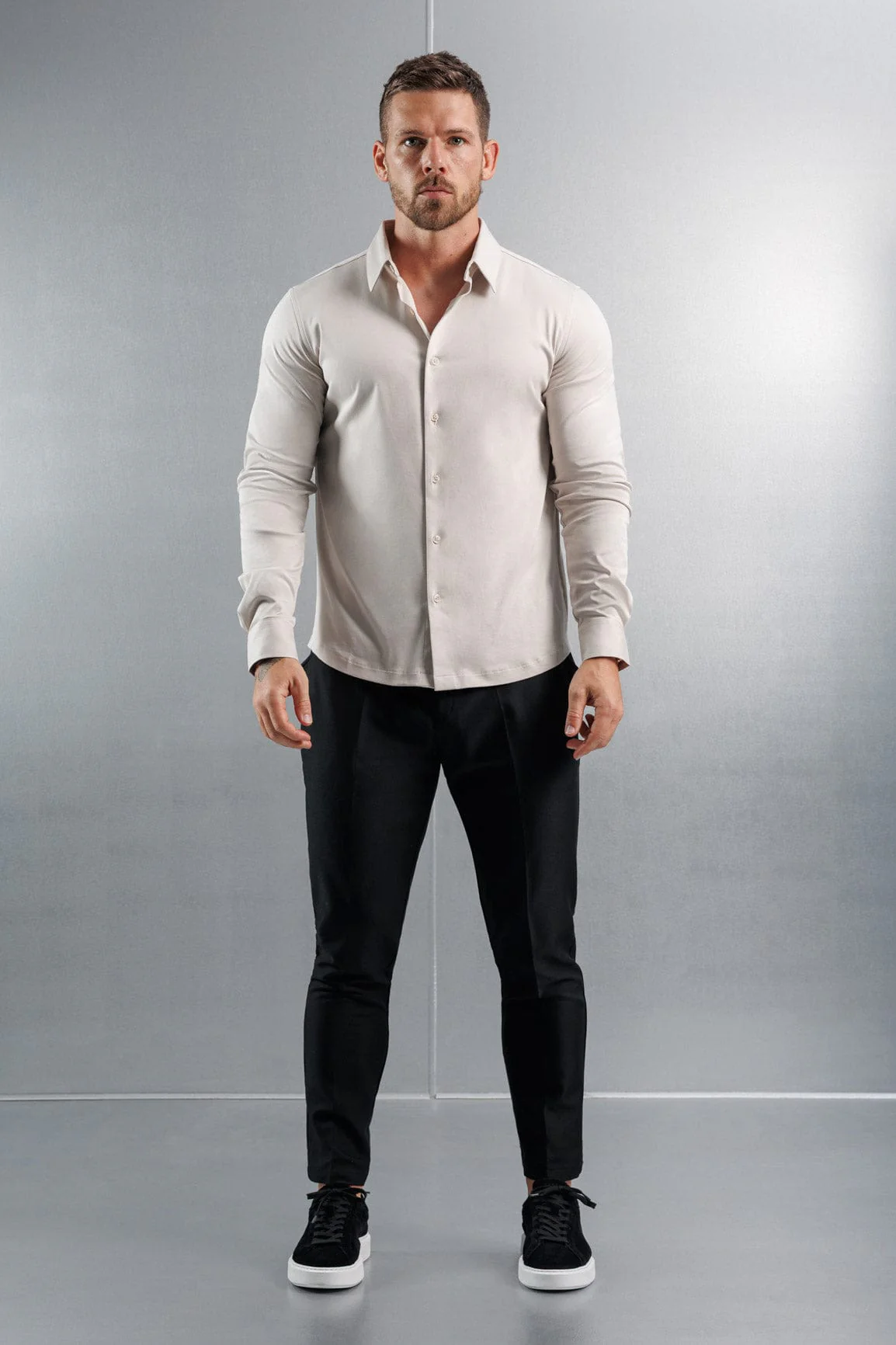 LUXE MERCERISED DRESS SHIRT - CREME - Image 2