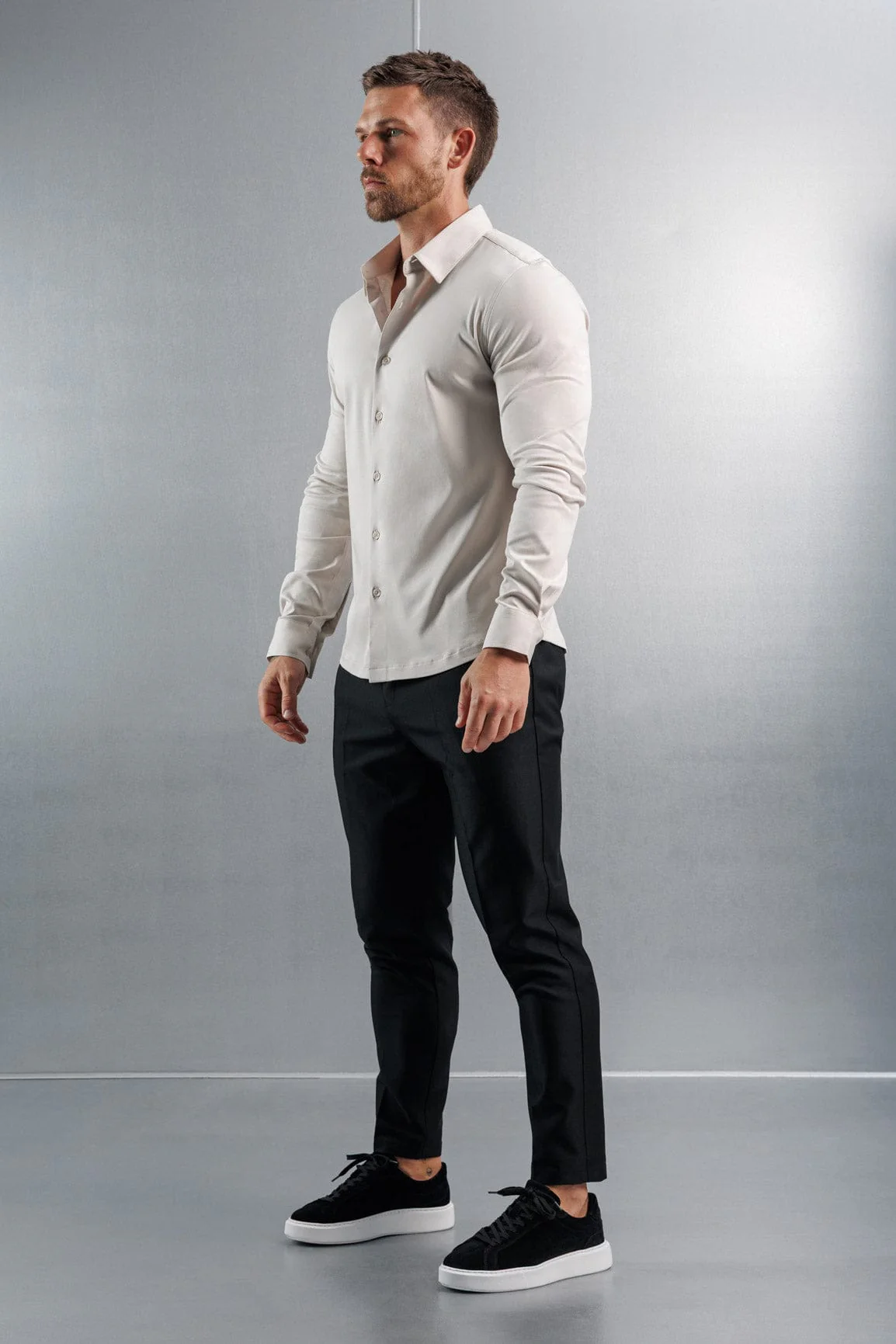 LUXE MERCERISED DRESS SHIRT - CREME - Image 4