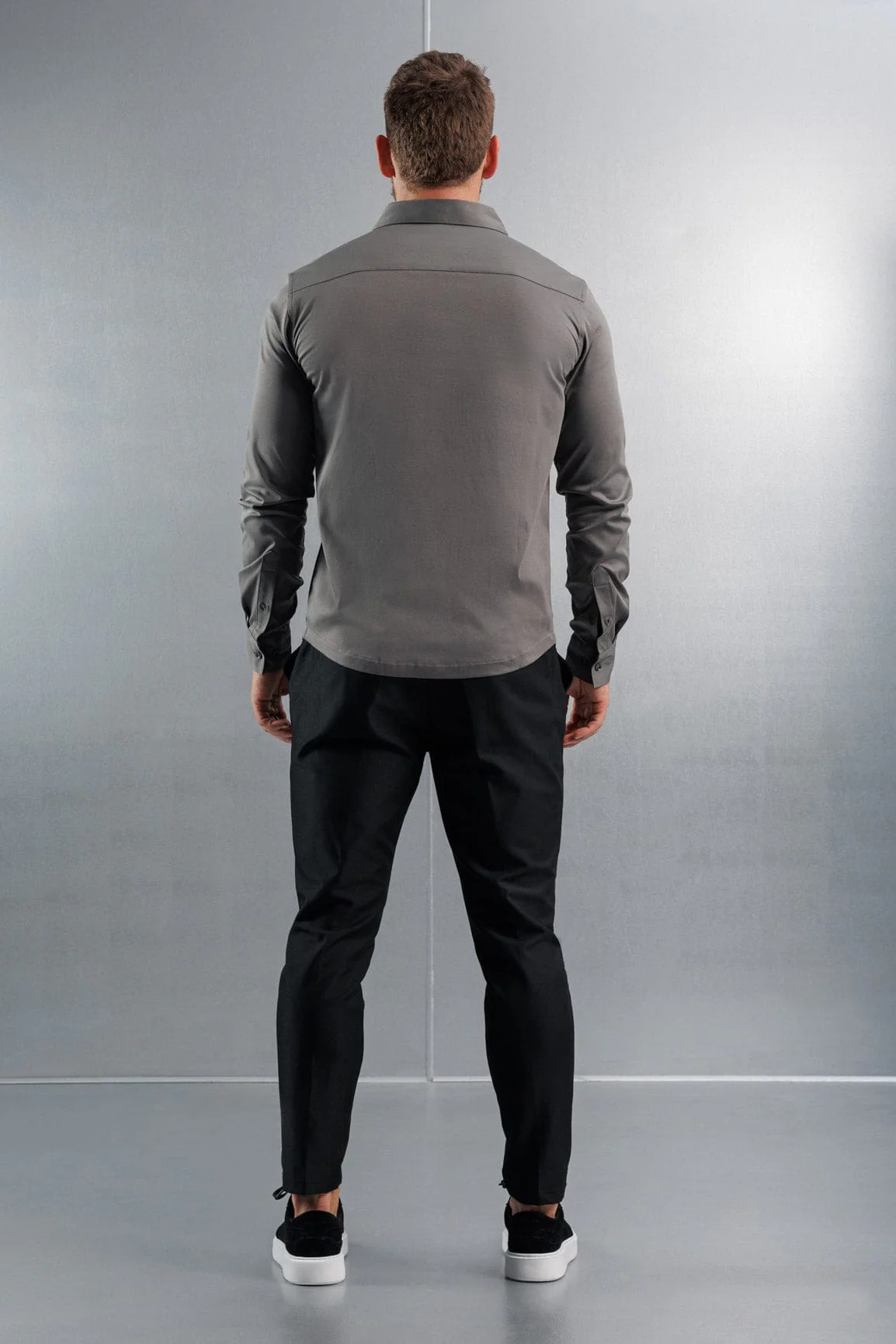 LUXE MERCERISED DRESS SHIRT - DARK GREY - Image 5