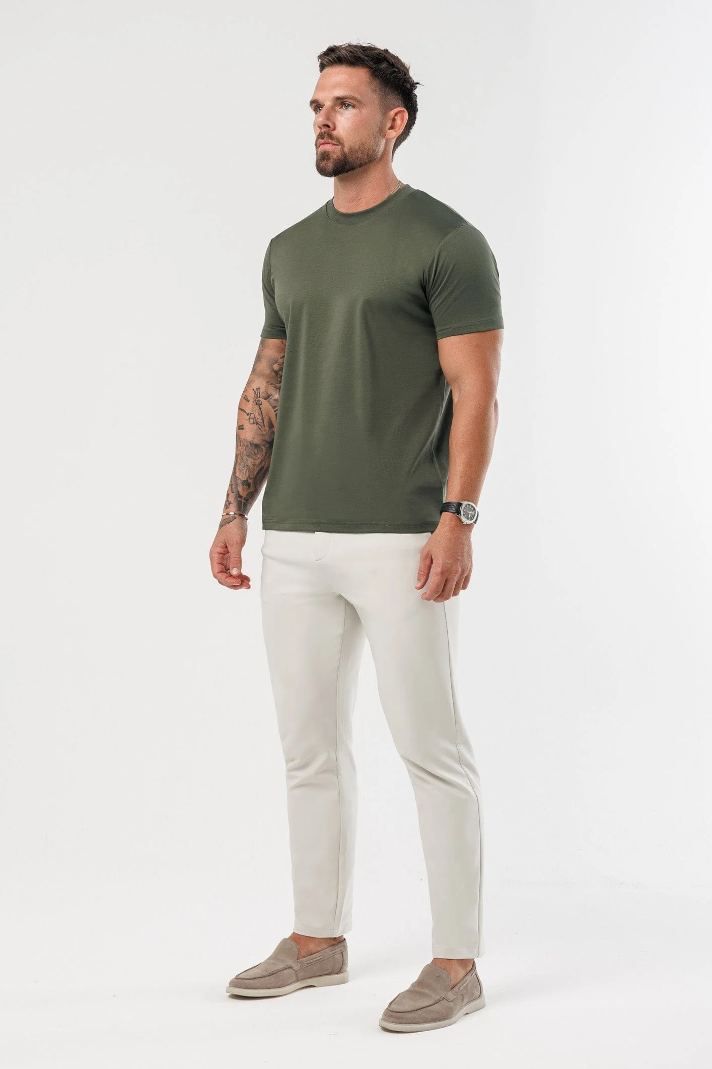 LUXE MERCERISED T-SHIRT - ARMY GREEN - Image 4