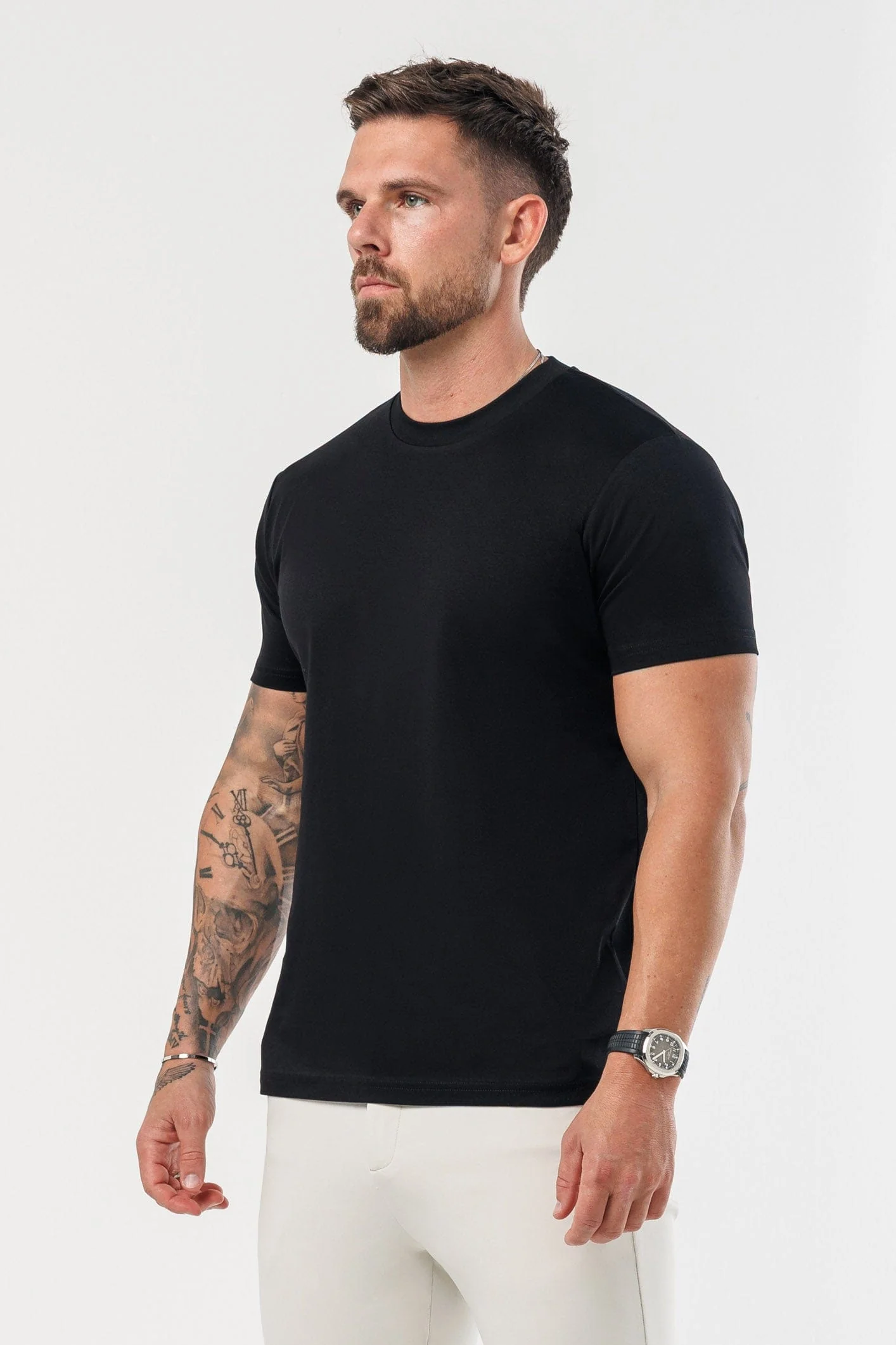 LUXE MERCERISED T-SHIRT - BLACK - Image 6