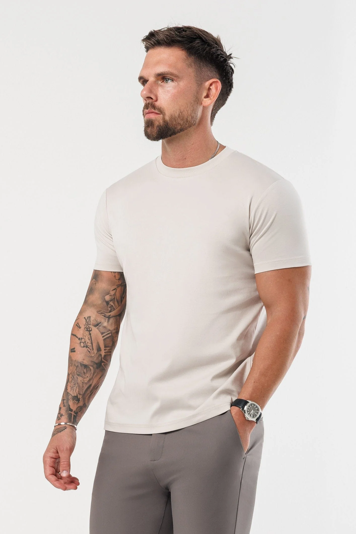 LUXE MERCERISED T-SHIRT - CREME - Image 6
