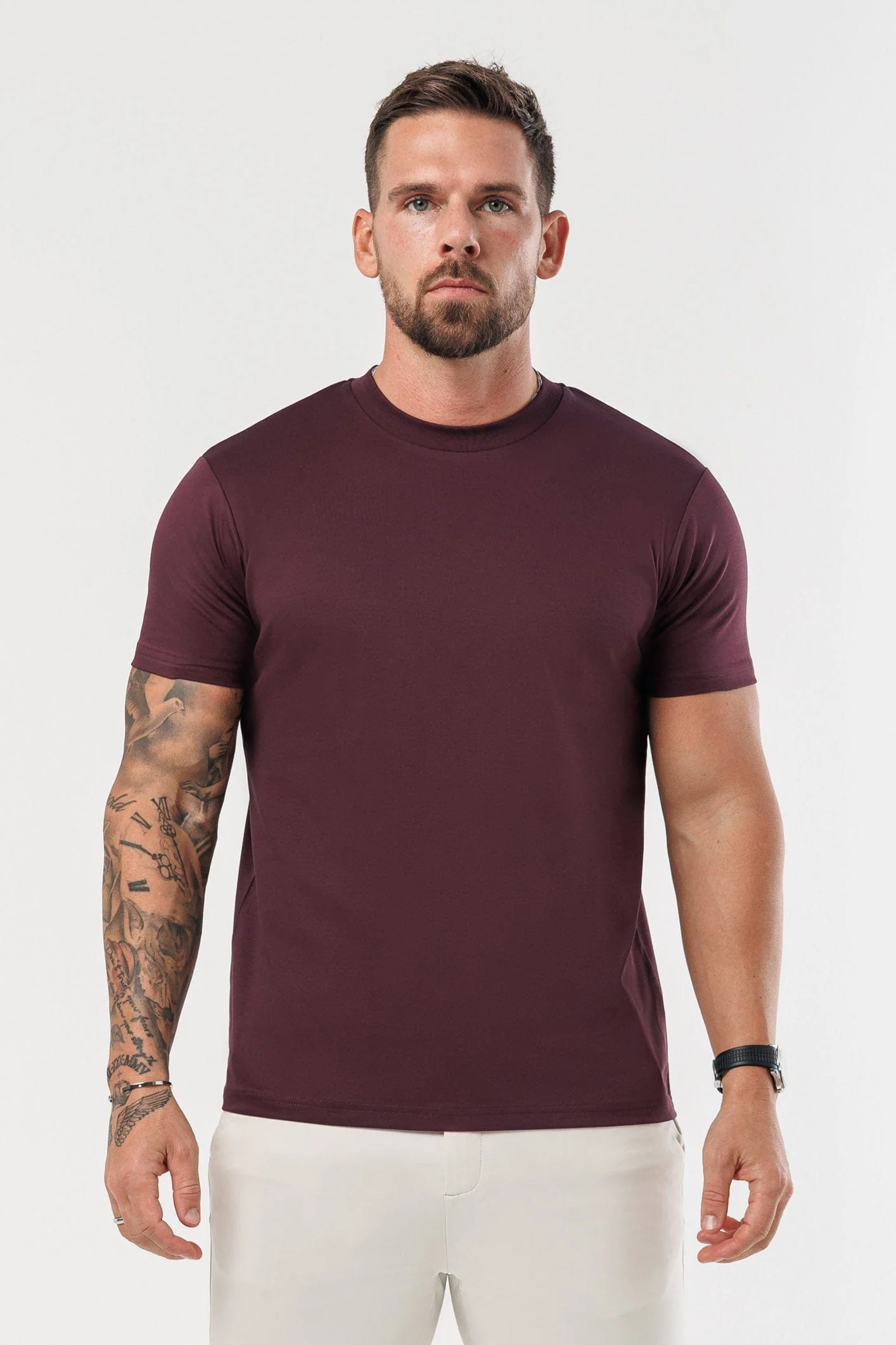 LUXE MERCERISED T-SHIRT - BURGUNDY - Image 3