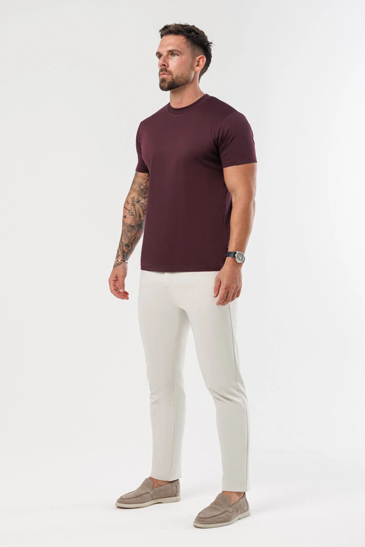 LUXE MERCERISED T-SHIRT - BURGUNDY - Image 4