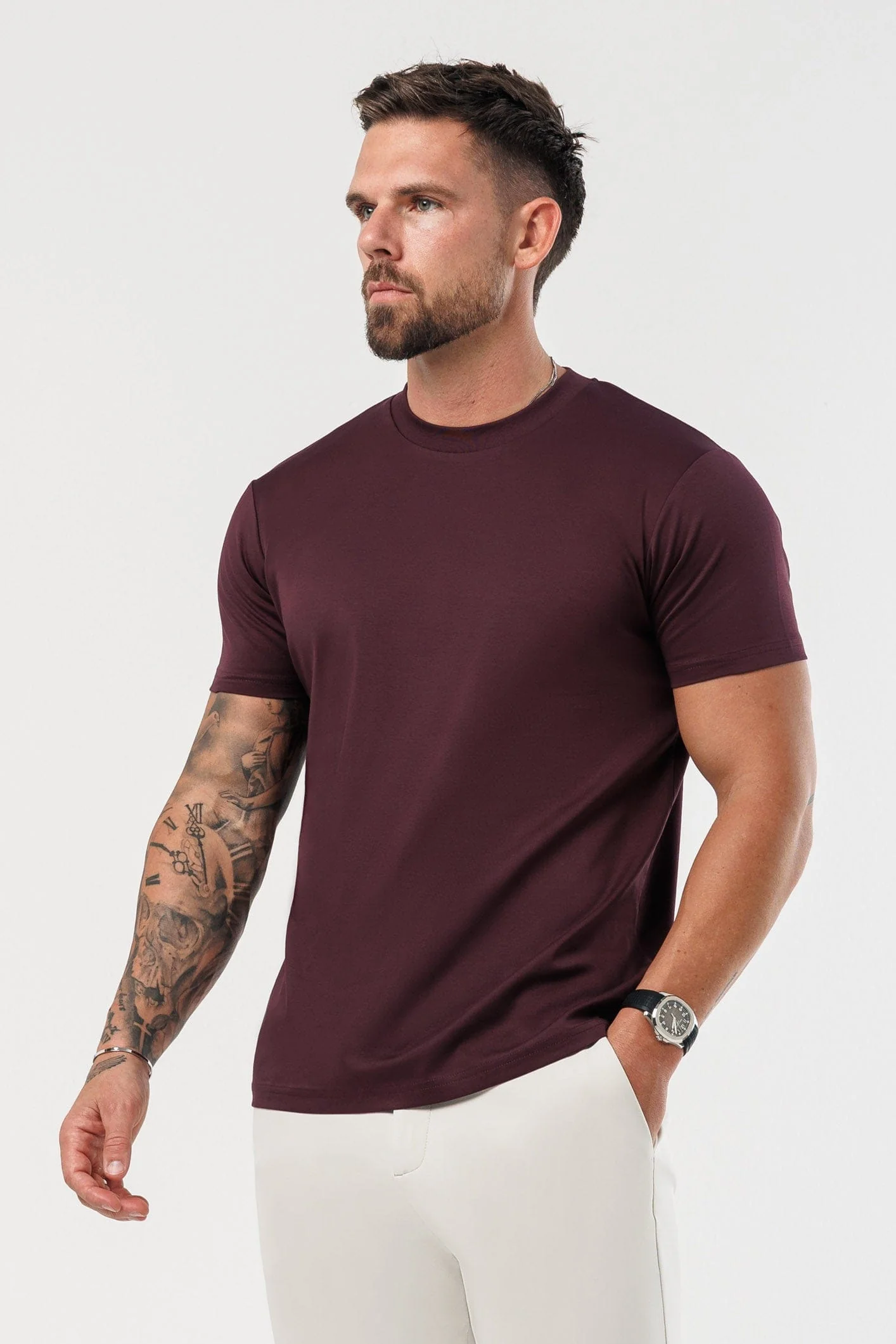LUXE MERCERISED T-SHIRT - BURGUNDY - Image 5