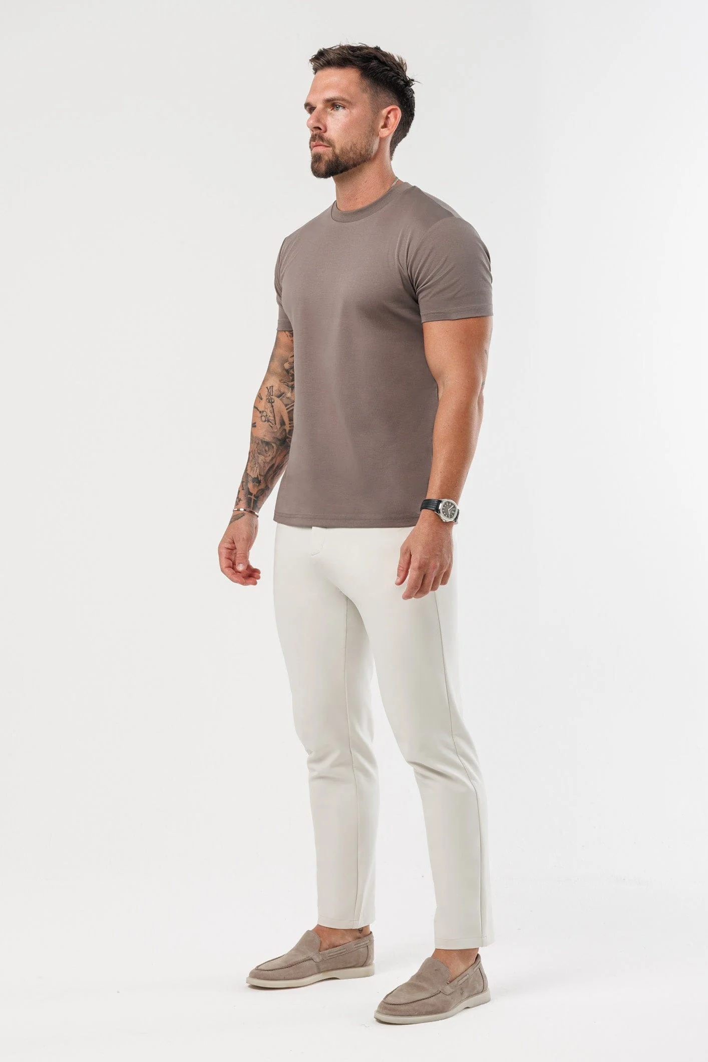LUXE MERCERISED T-SHIRT - BROWN - Image 5
