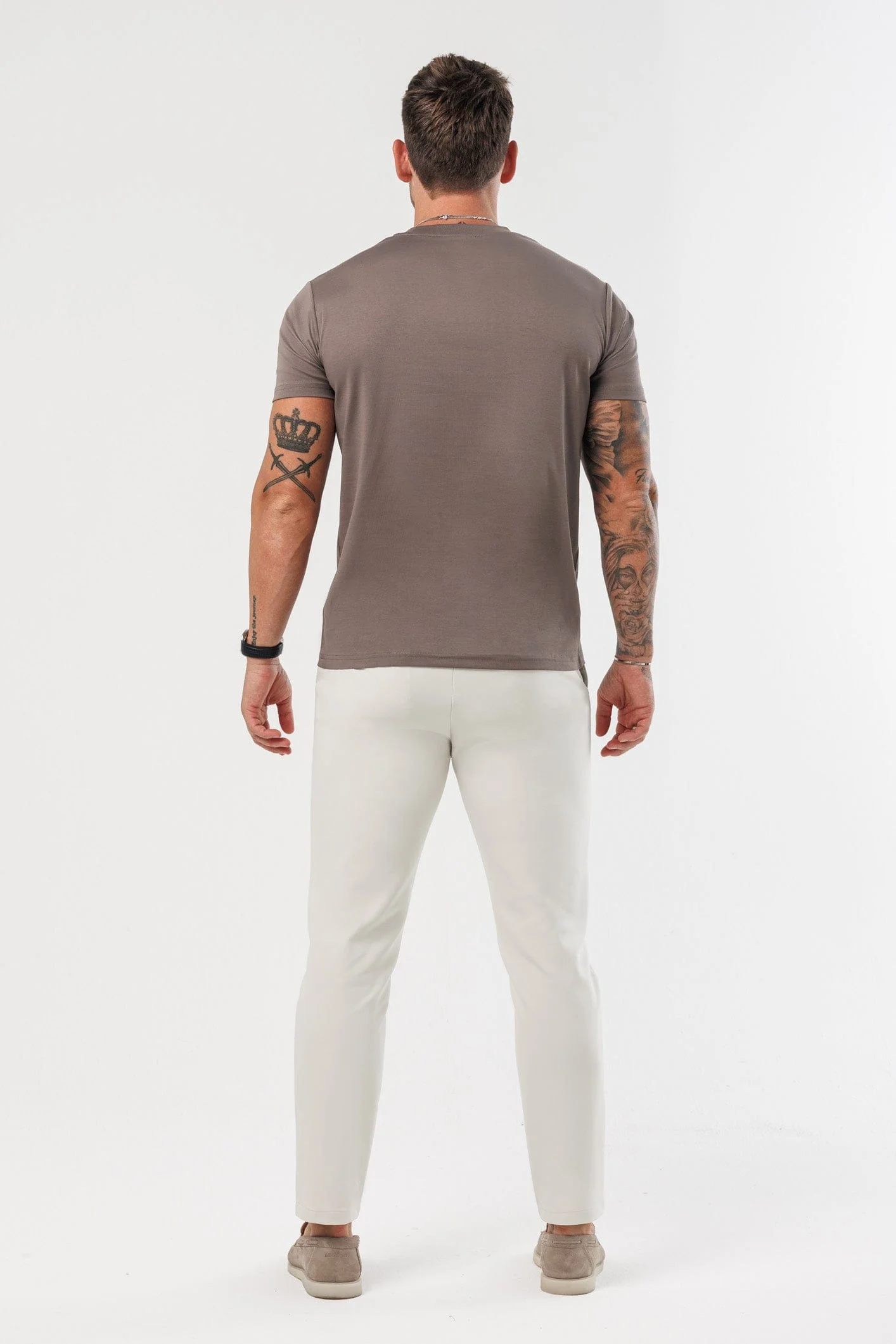 LUXE MERCERISED T-SHIRT - BROWN - Image 7