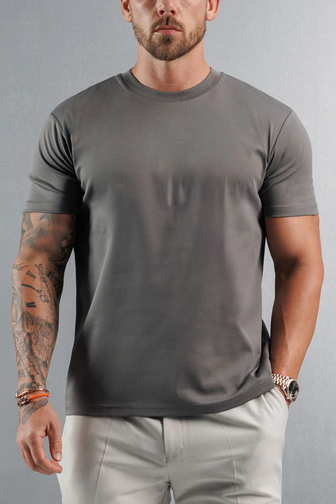 MERCERISED T-SHIRT - DARK GREY - Image 3