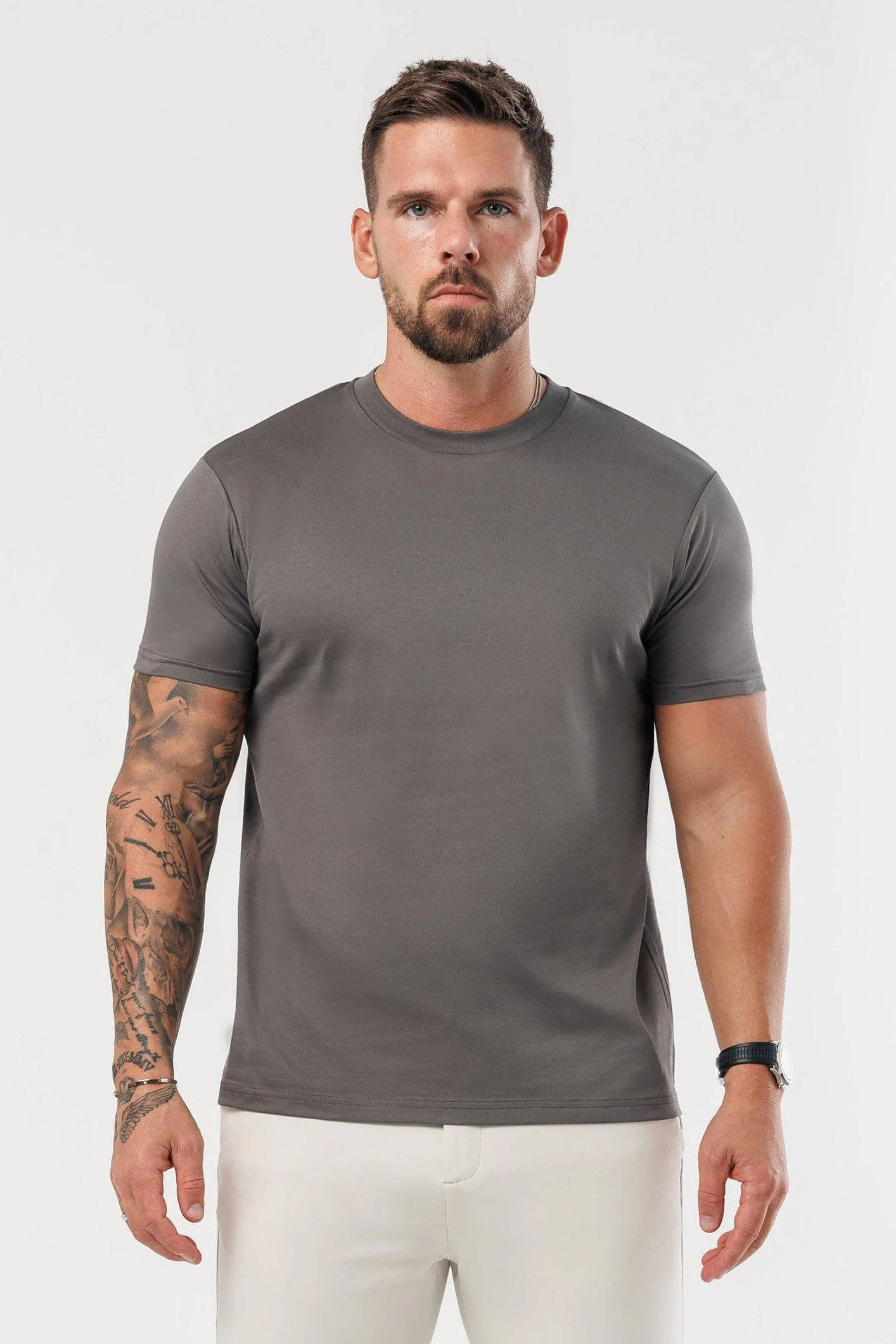 LUXE MERCERISED T-SHIRT - GREY - Image 3