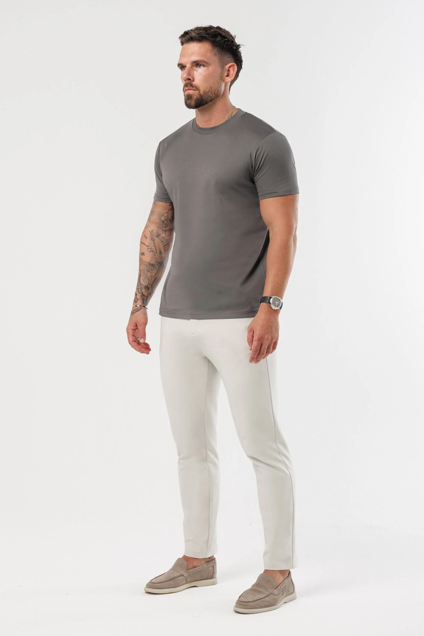 LUXE MERCERISED T-SHIRT - GREY - Image 4