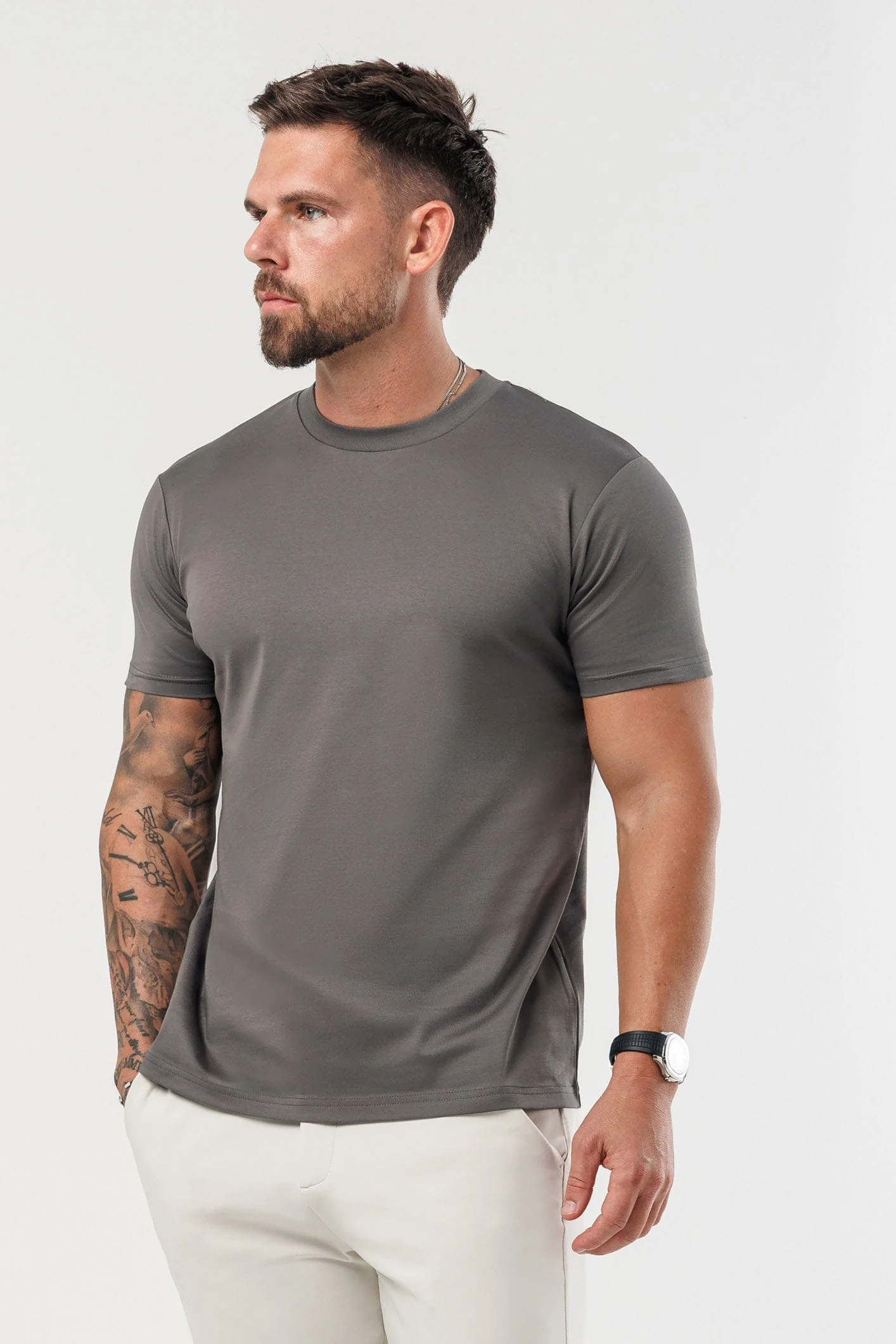 LUXE MERCERISED T-SHIRT - GREY - Image 5