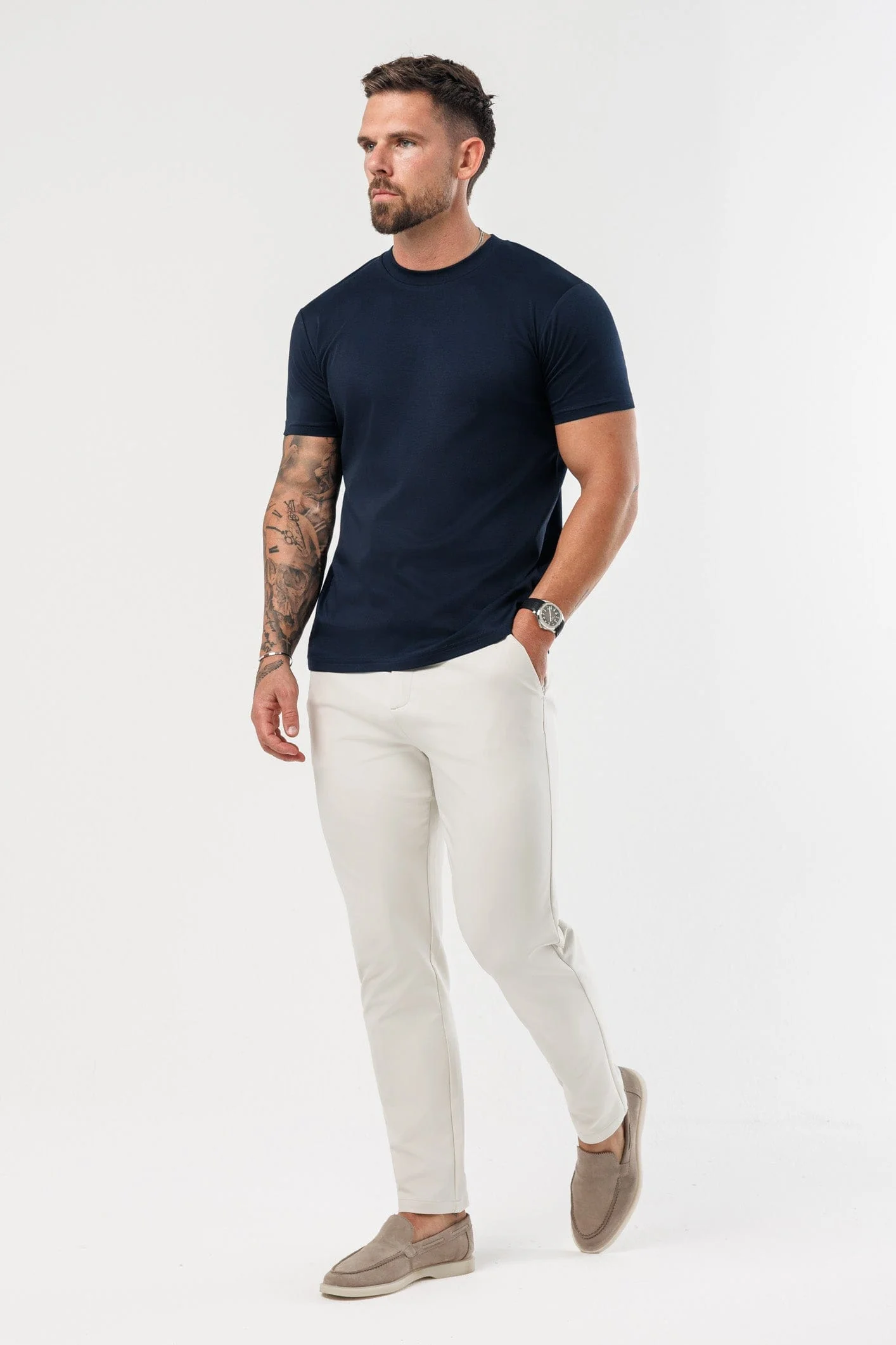 LUXE MERCERISED T-SHIRT - NAVY - Image 4