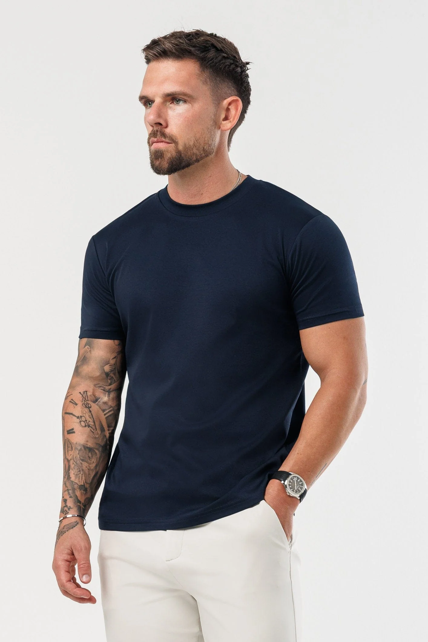 LUXE MERCERISED T-SHIRT - NAVY - Image 5