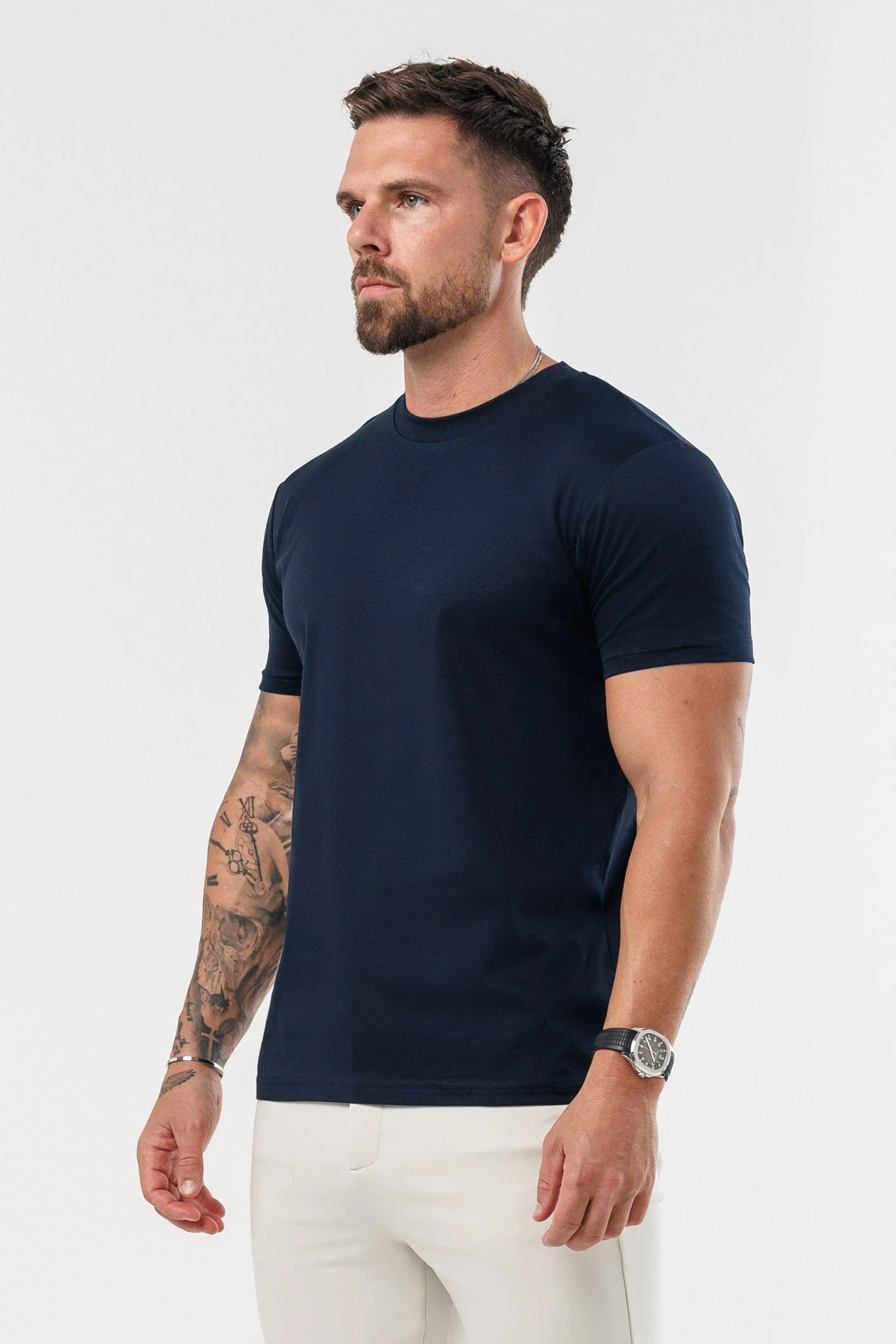 LUXE MERCERISED T-SHIRT - NAVY - Image 6